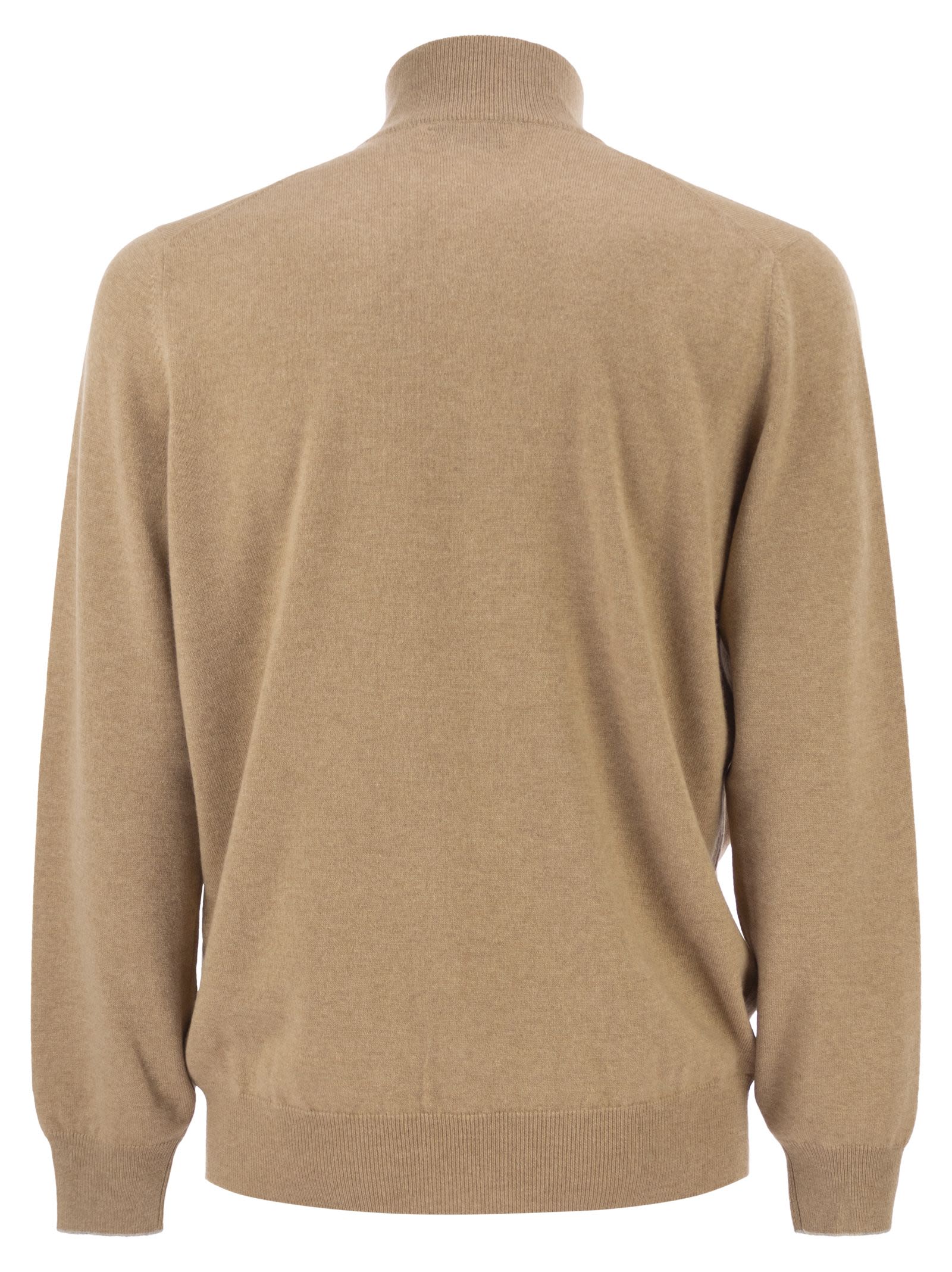 Brunello Cucinelli Men Cashmere Turtleneck Sweater With Zipper BRUNELLO CUCINELLI