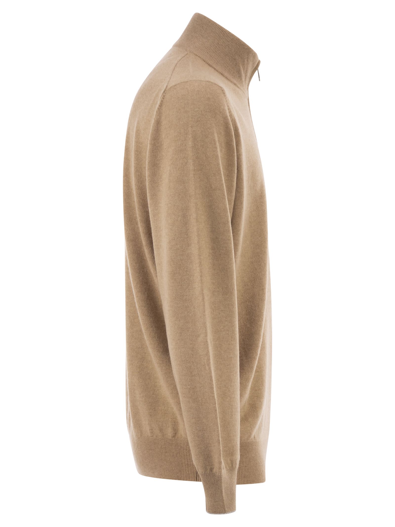 Brunello Cucinelli Men Cashmere Turtleneck Sweater With Zipper BRUNELLO CUCINELLI