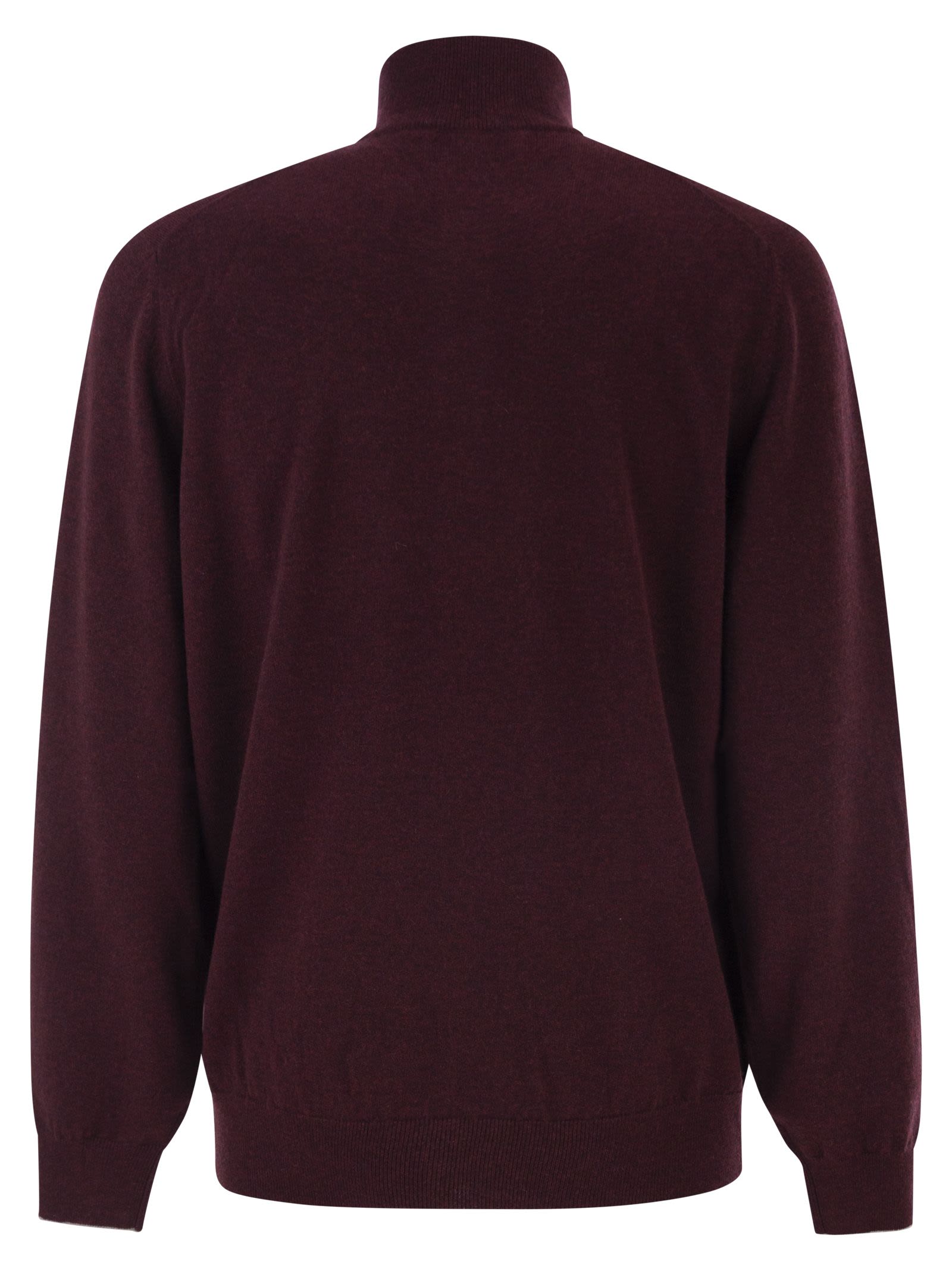 Brunello Cucinelli Men Cashmere Turtleneck Sweater With Zipper BRUNELLO CUCINELLI
