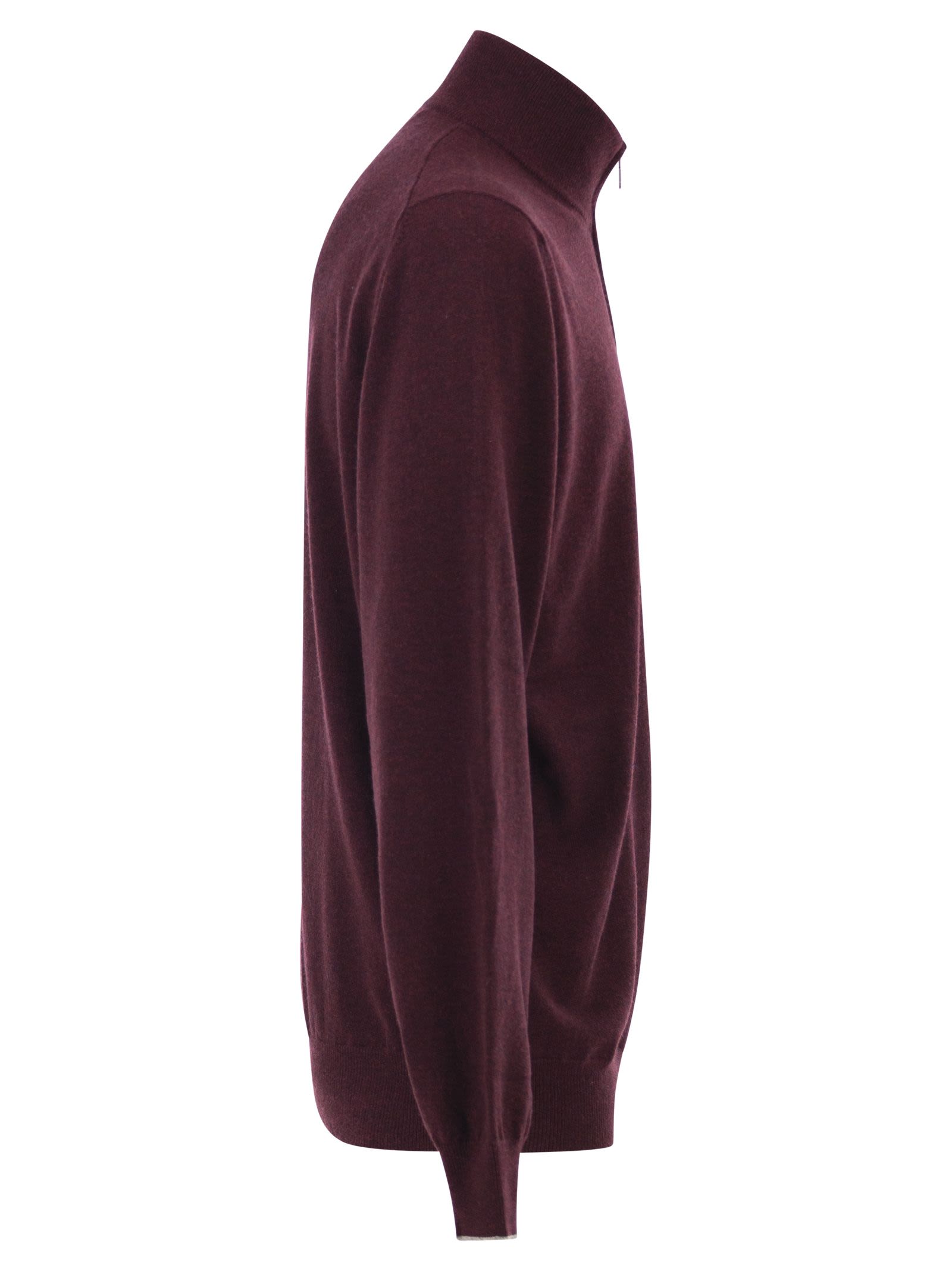 Brunello Cucinelli Men Cashmere Turtleneck Sweater With Zipper BRUNELLO CUCINELLI