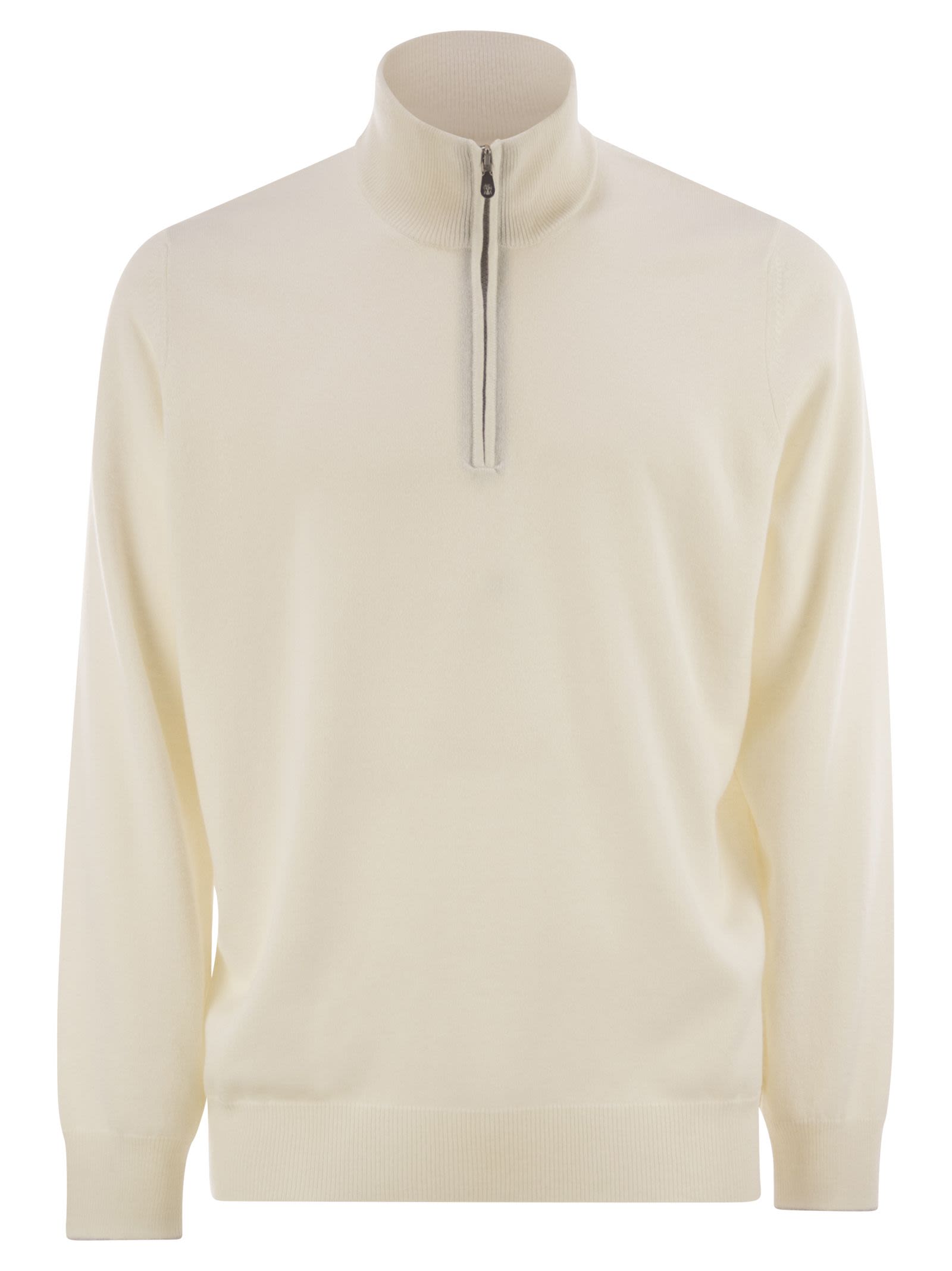 Brunello Cucinelli Men High-Necked Cashmere Sweater With Zip Opening BRUNELLO CUCINELLI