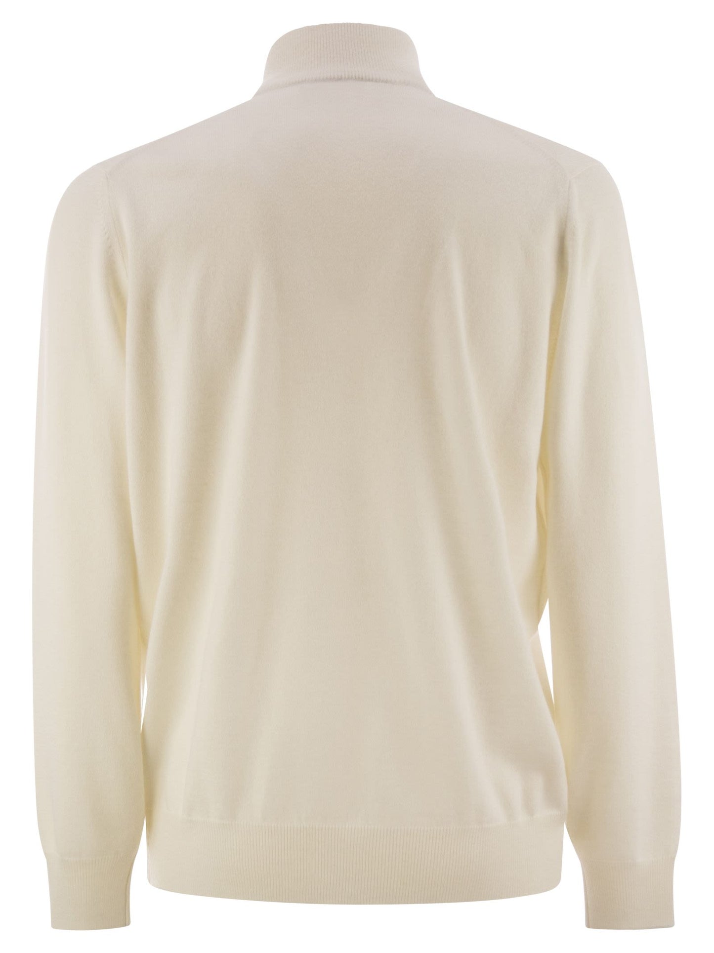 Brunello Cucinelli Men High-Necked Cashmere Sweater With Zip Opening BRUNELLO CUCINELLI