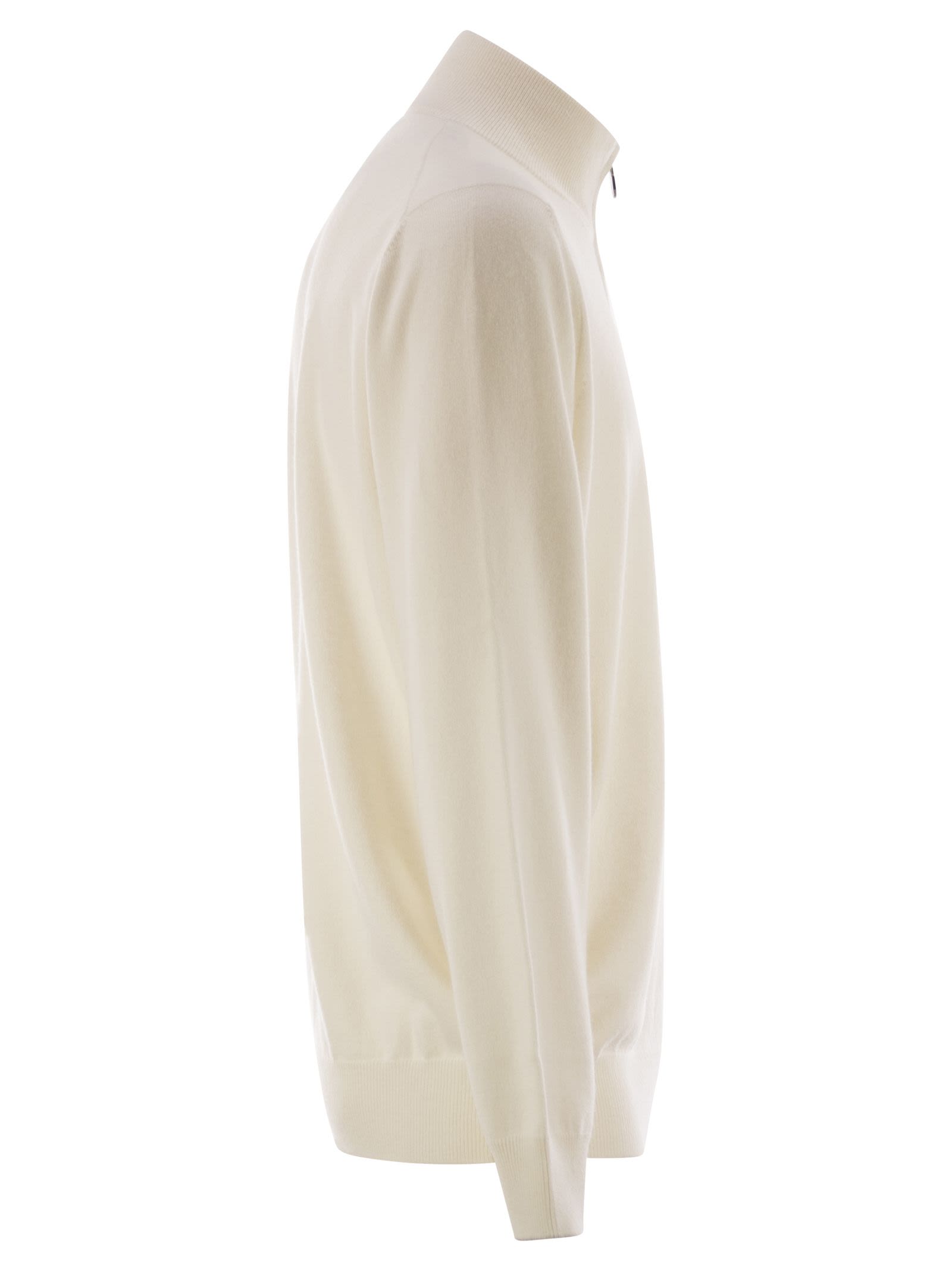 Brunello Cucinelli Men High-Necked Cashmere Sweater With Zip Opening BRUNELLO CUCINELLI