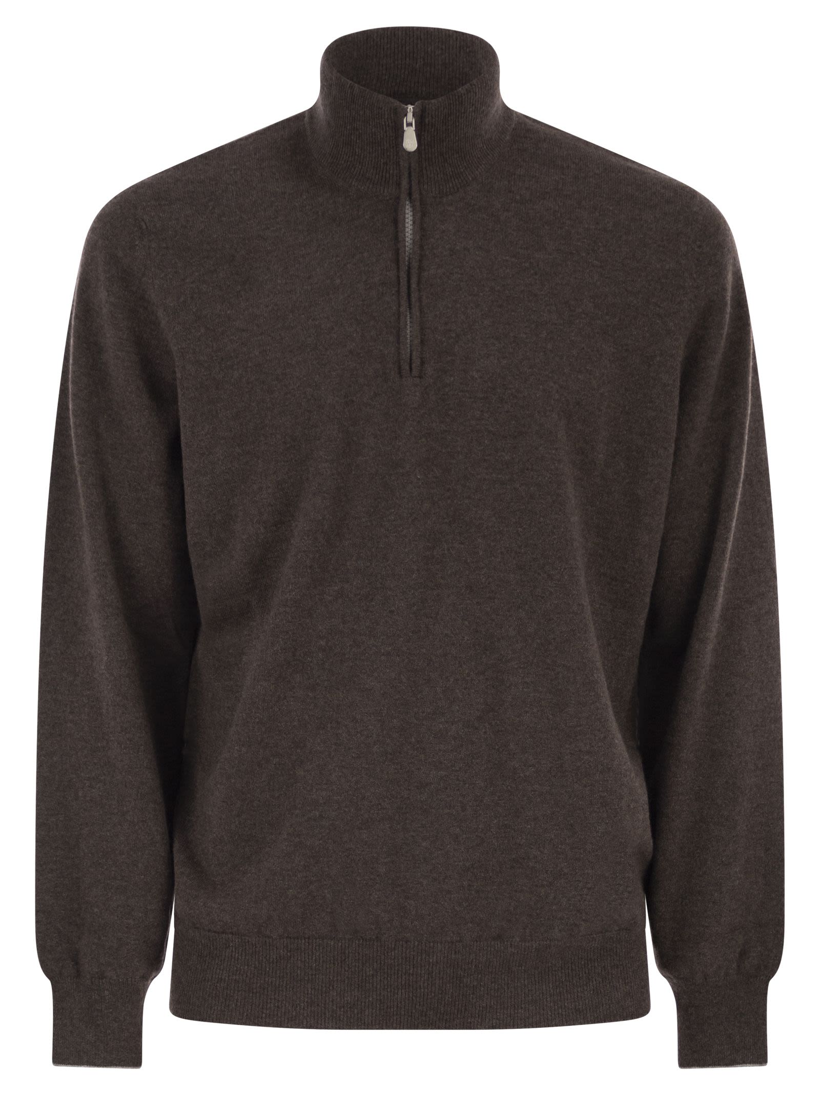 Brunello Cucinelli Men Cashmere Turtleneck Sweater With Zipper BRUNELLO CUCINELLI