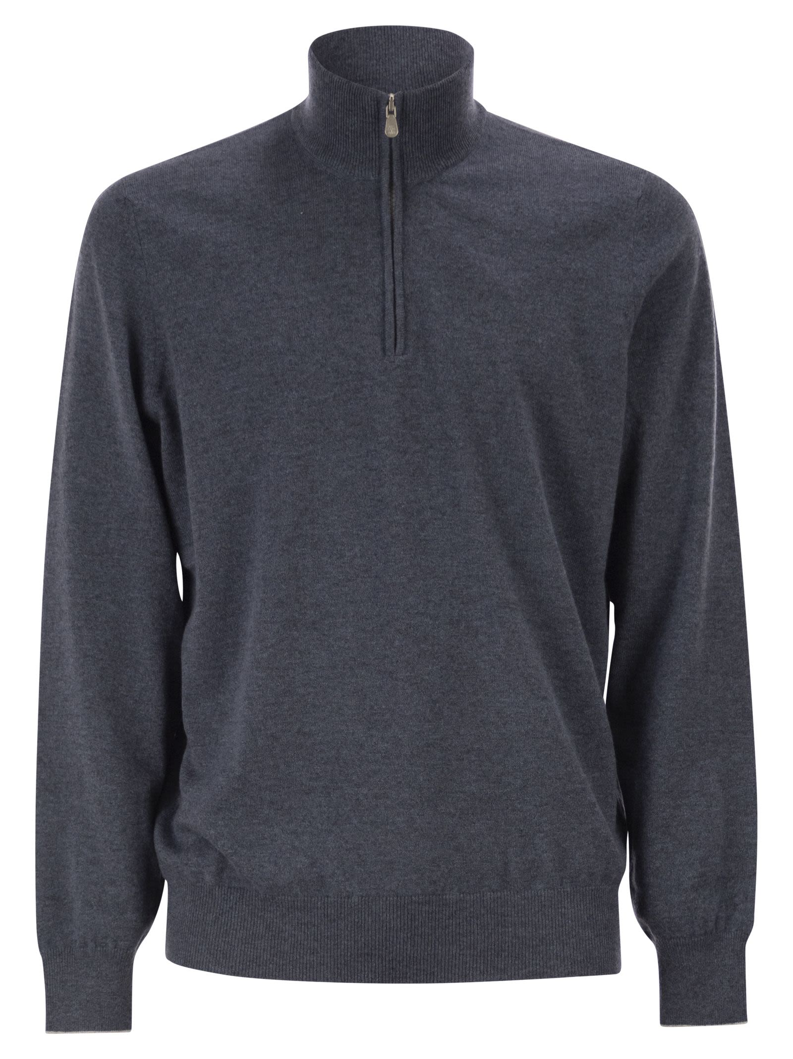 Brunello Cucinelli Men Cashmere Turtleneck Sweater With Zipper BRUNELLO CUCINELLI