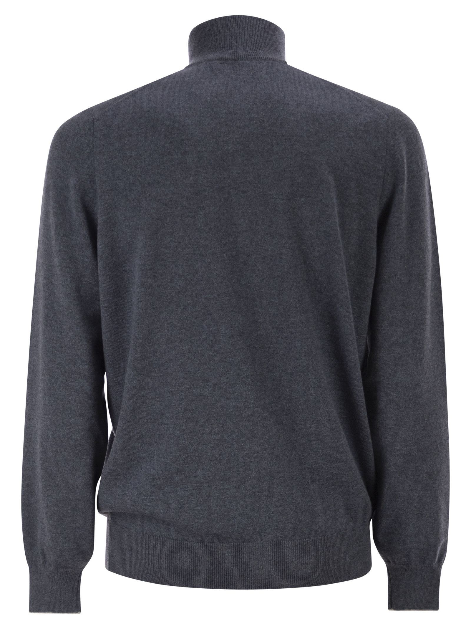 Brunello Cucinelli Men Cashmere Turtleneck Sweater With Zipper BRUNELLO CUCINELLI