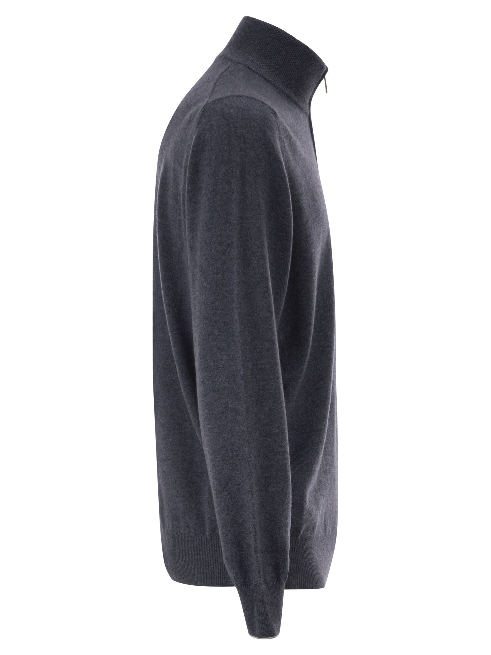 Brunello Cucinelli Men Cashmere Turtleneck Sweater With Zipper BRUNELLO CUCINELLI