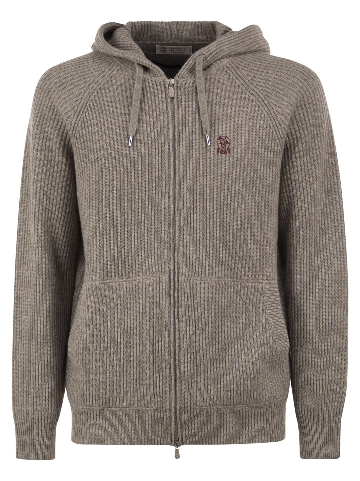 Brunello Cucinelli Men English Rib Cashmere Knit Hooded Topwear BRUNELLO CUCINELLI