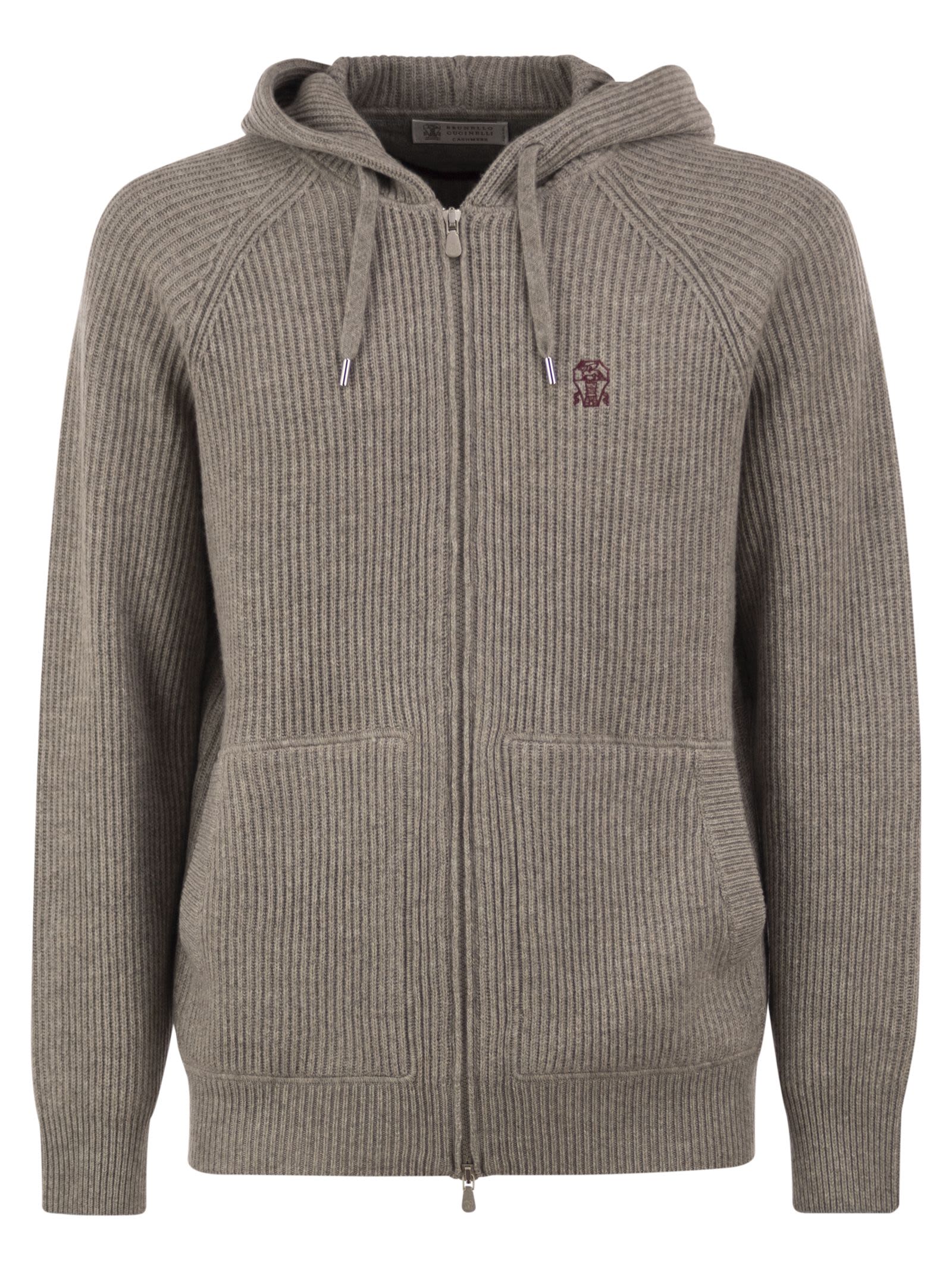 Brunello Cucinelli Men English Rib Cashmere Knit Hooded Topwear BRUNELLO CUCINELLI