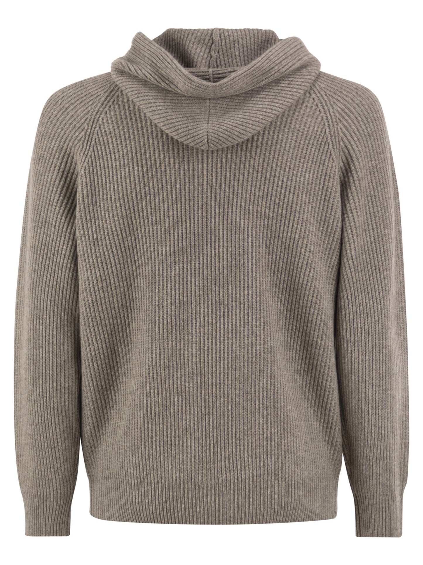 Brunello Cucinelli Men English Rib Cashmere Knit Hooded Topwear BRUNELLO CUCINELLI