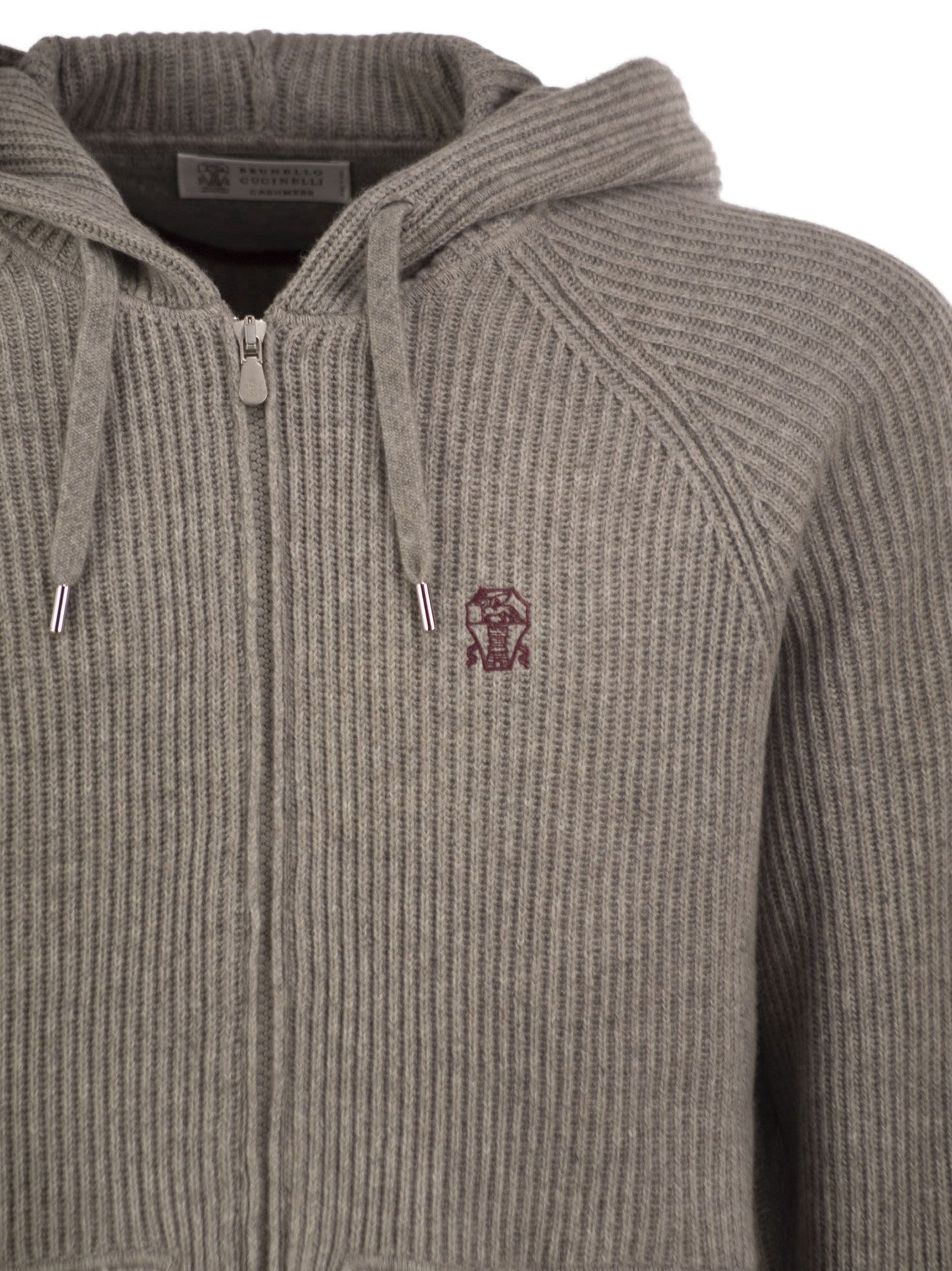 Brunello Cucinelli Men English Rib Cashmere Knit Hooded Topwear BRUNELLO CUCINELLI