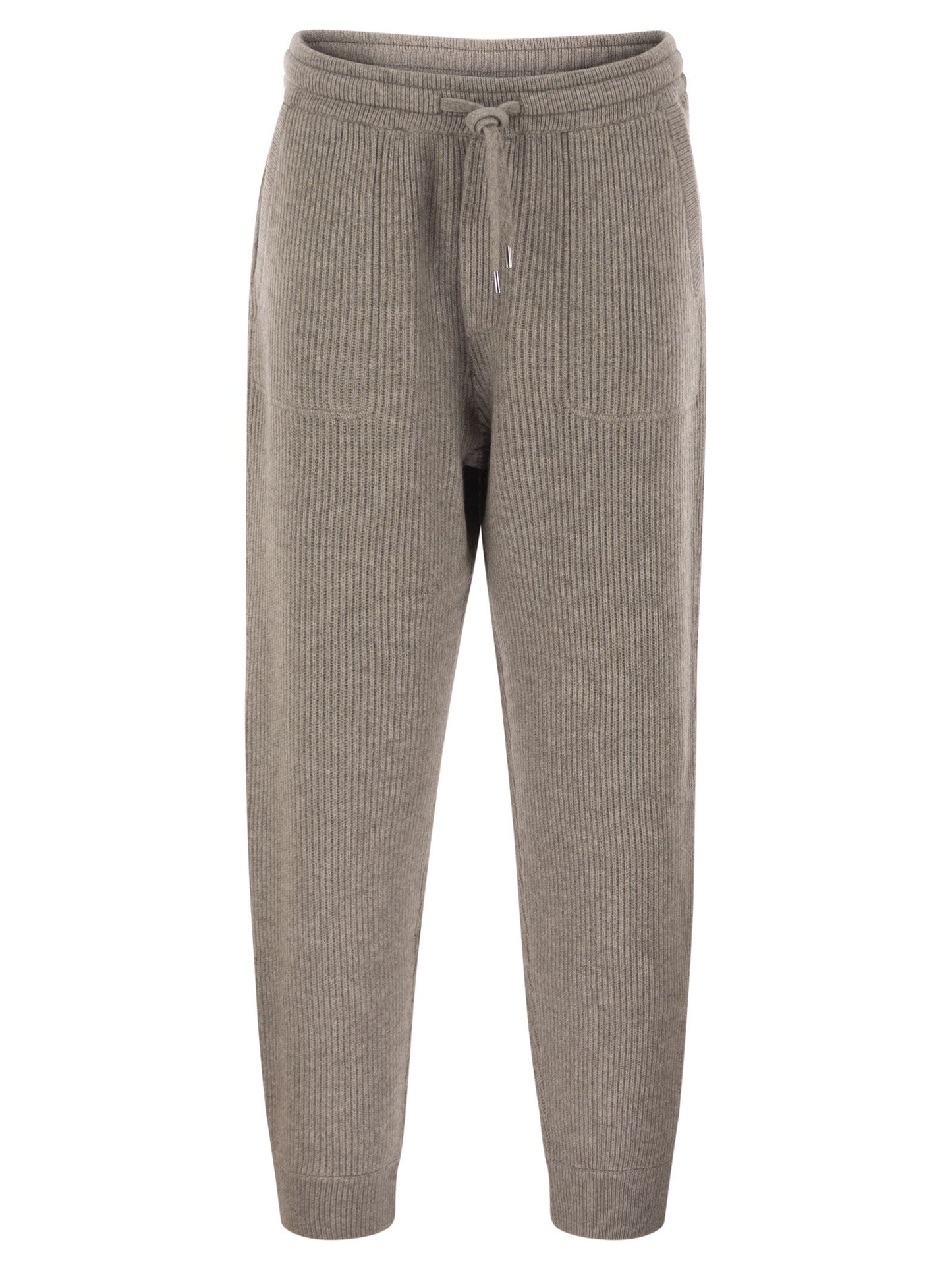 Brunello Cucinelli Men Cashmere Rib Knit Joggers With Drawstring BRUNELLO CUCINELLI