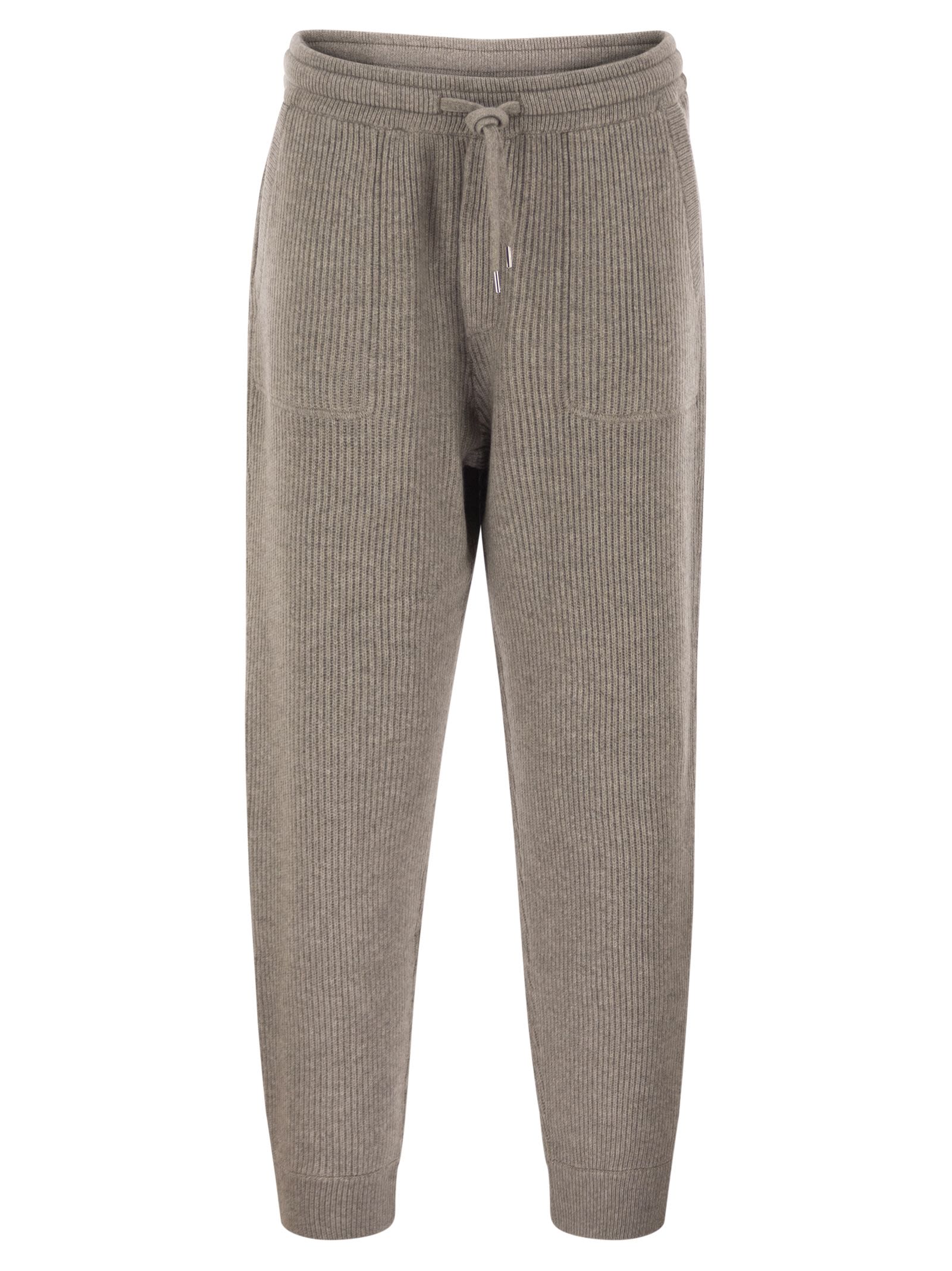 Brunello Cucinelli Men Cashmere Rib Knit Joggers With Drawstring BRUNELLO CUCINELLI