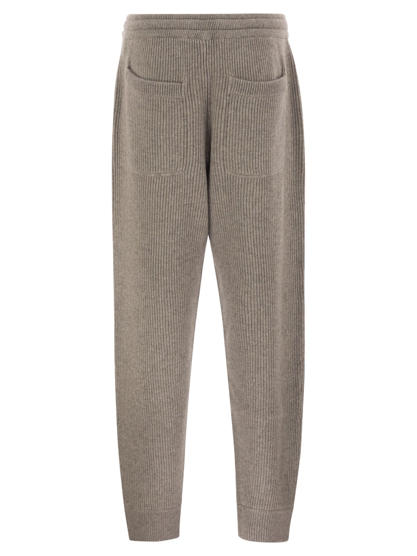 Brunello Cucinelli Men Cashmere Rib Knit Joggers With Drawstring BRUNELLO CUCINELLI