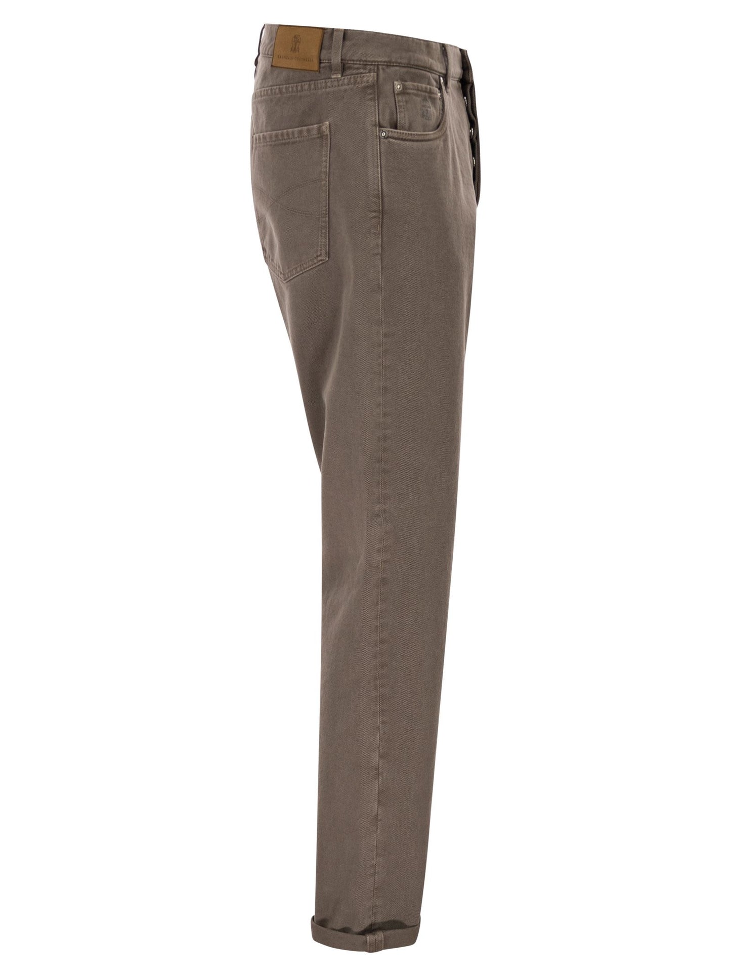Brunello Cucinelli Men Iconic Fit Five-Pocket Trousers In Garment-Dyed Denim BRUNELLO CUCINELLI