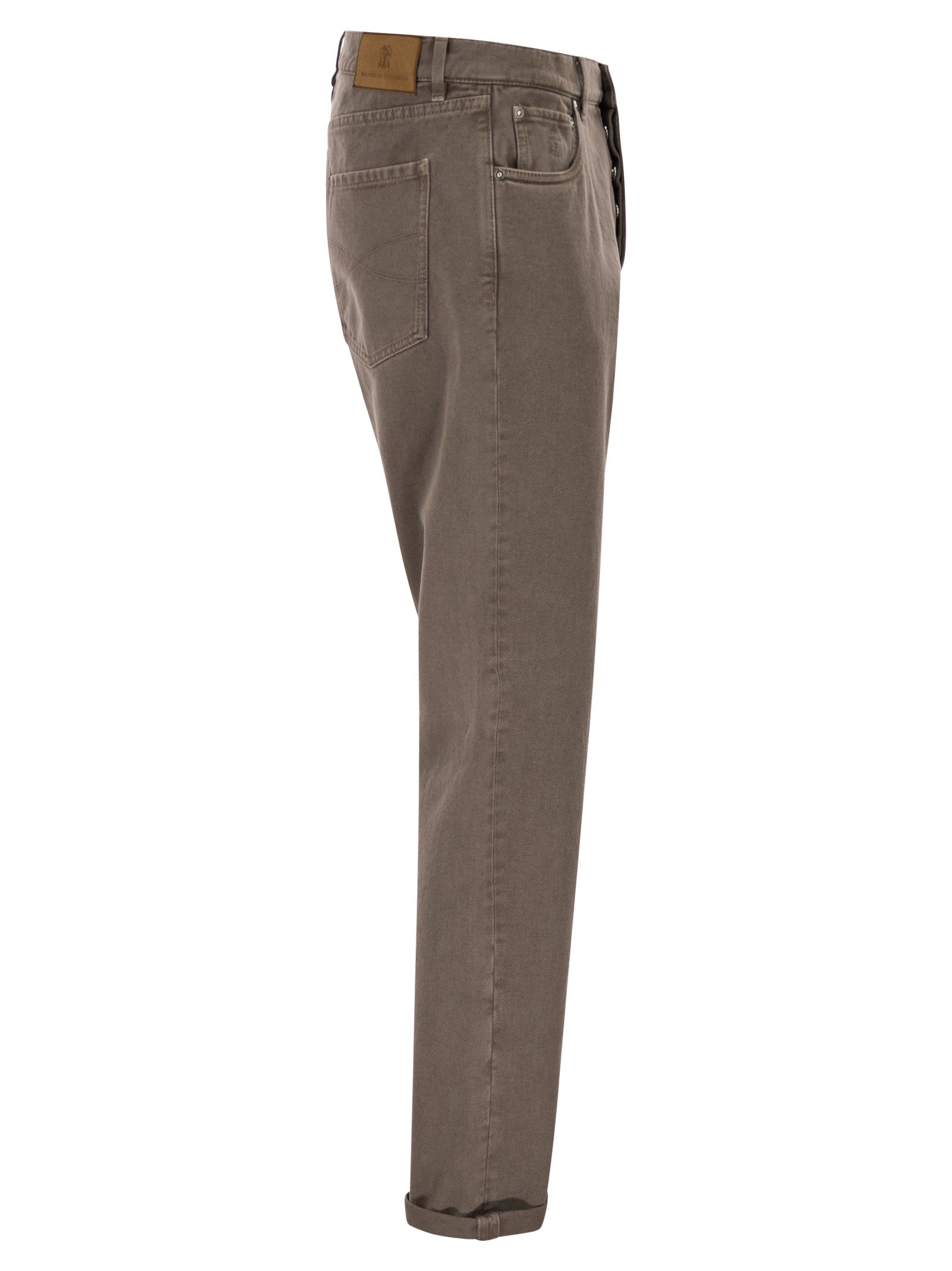 Brunello Cucinelli Men Iconic Fit Five-Pocket Trousers In Garment-Dyed Denim BRUNELLO CUCINELLI