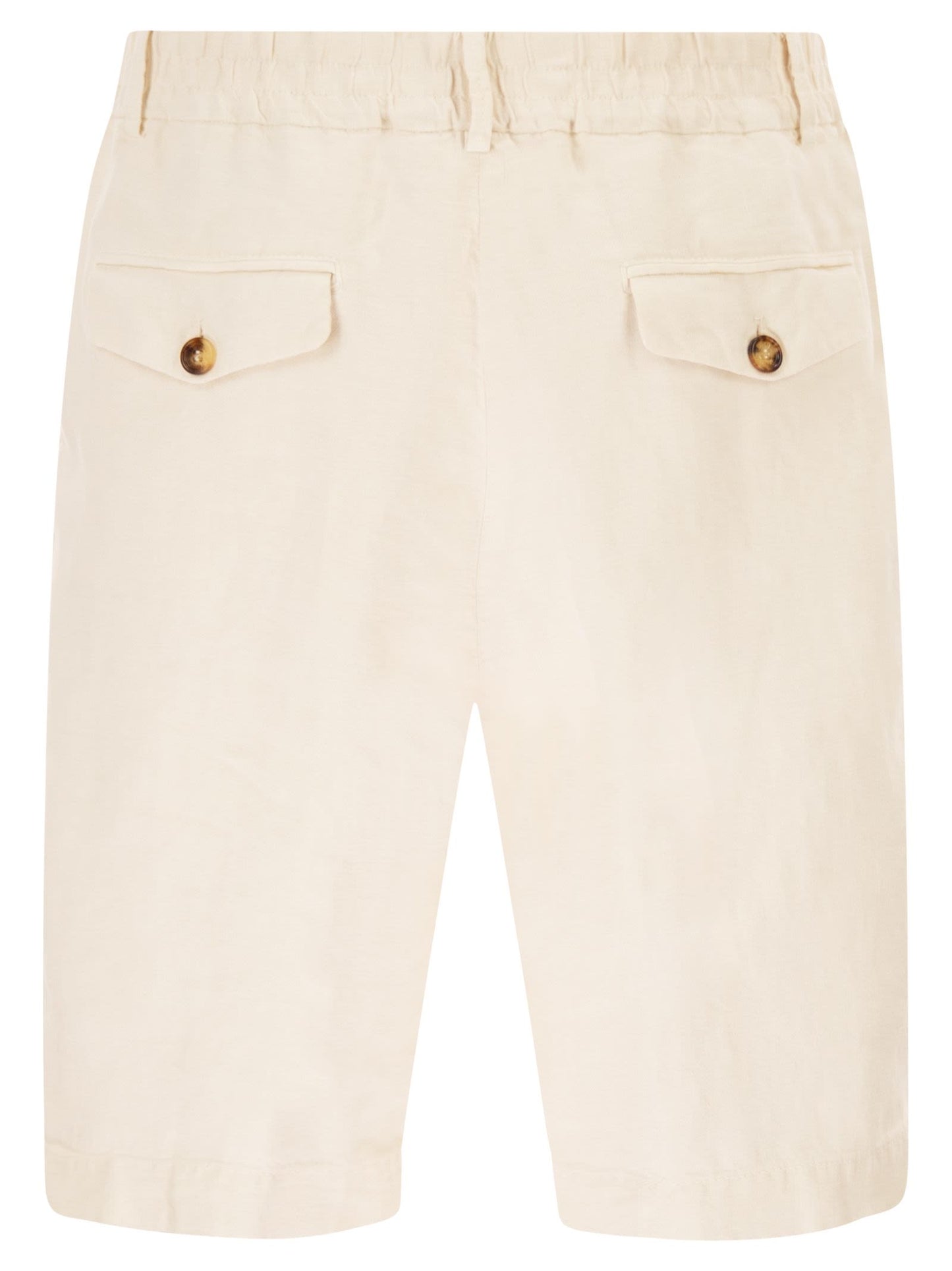 Brunello Cucinelli Men Bermuda Shorts In Light Délavé Linen Canvas BRUNELLO CUCINELLI