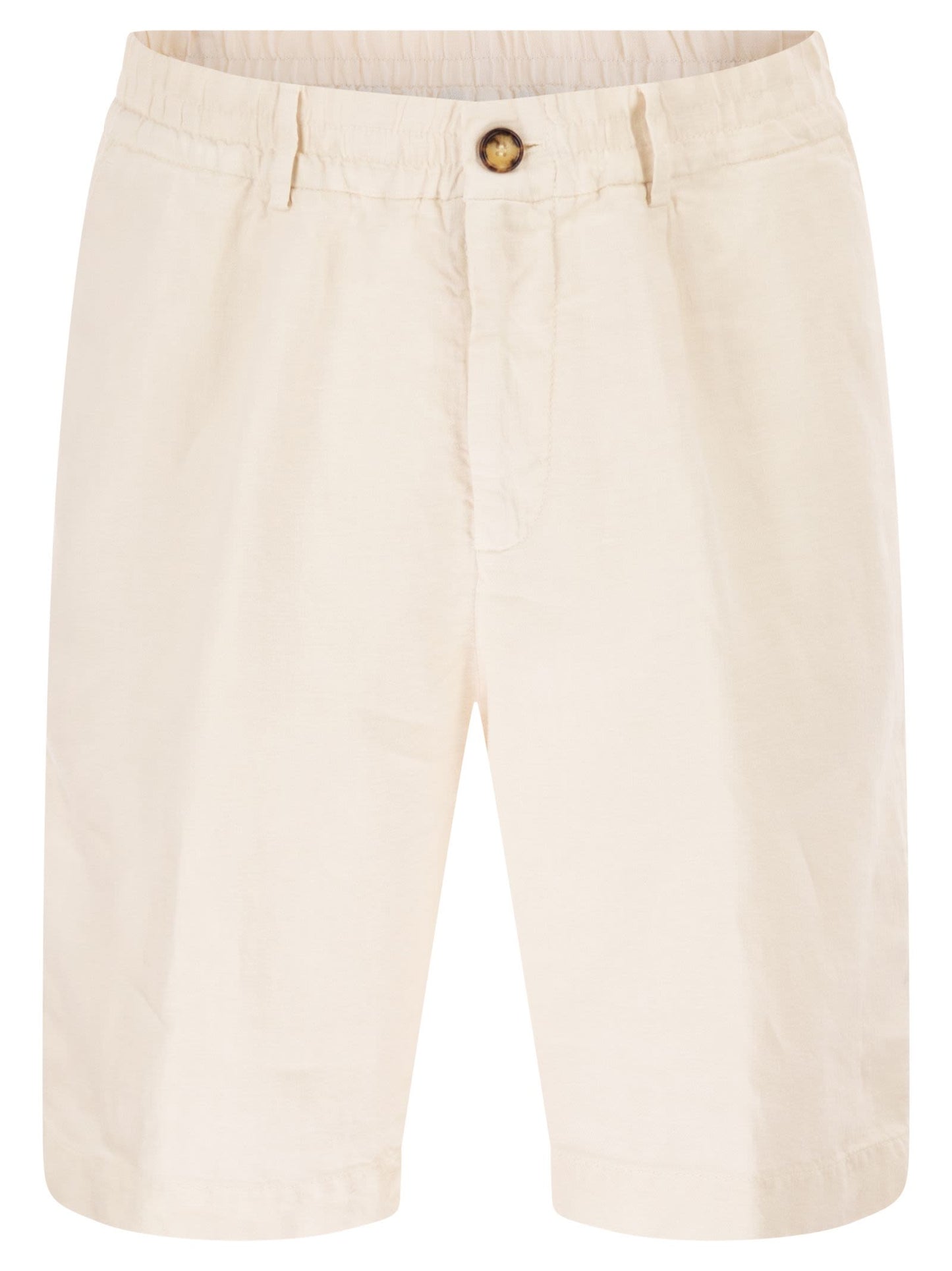 Brunello Cucinelli Men Bermuda Shorts In Light Délavé Linen Canvas BRUNELLO CUCINELLI