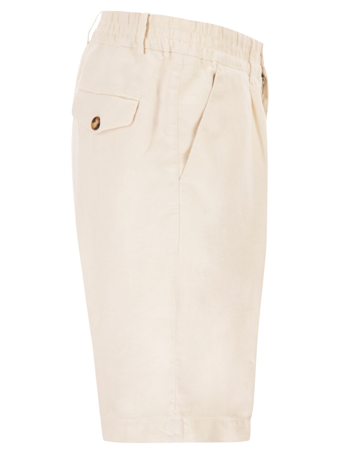 Brunello Cucinelli Men Bermuda Shorts In Light Délavé Linen Canvas BRUNELLO CUCINELLI
