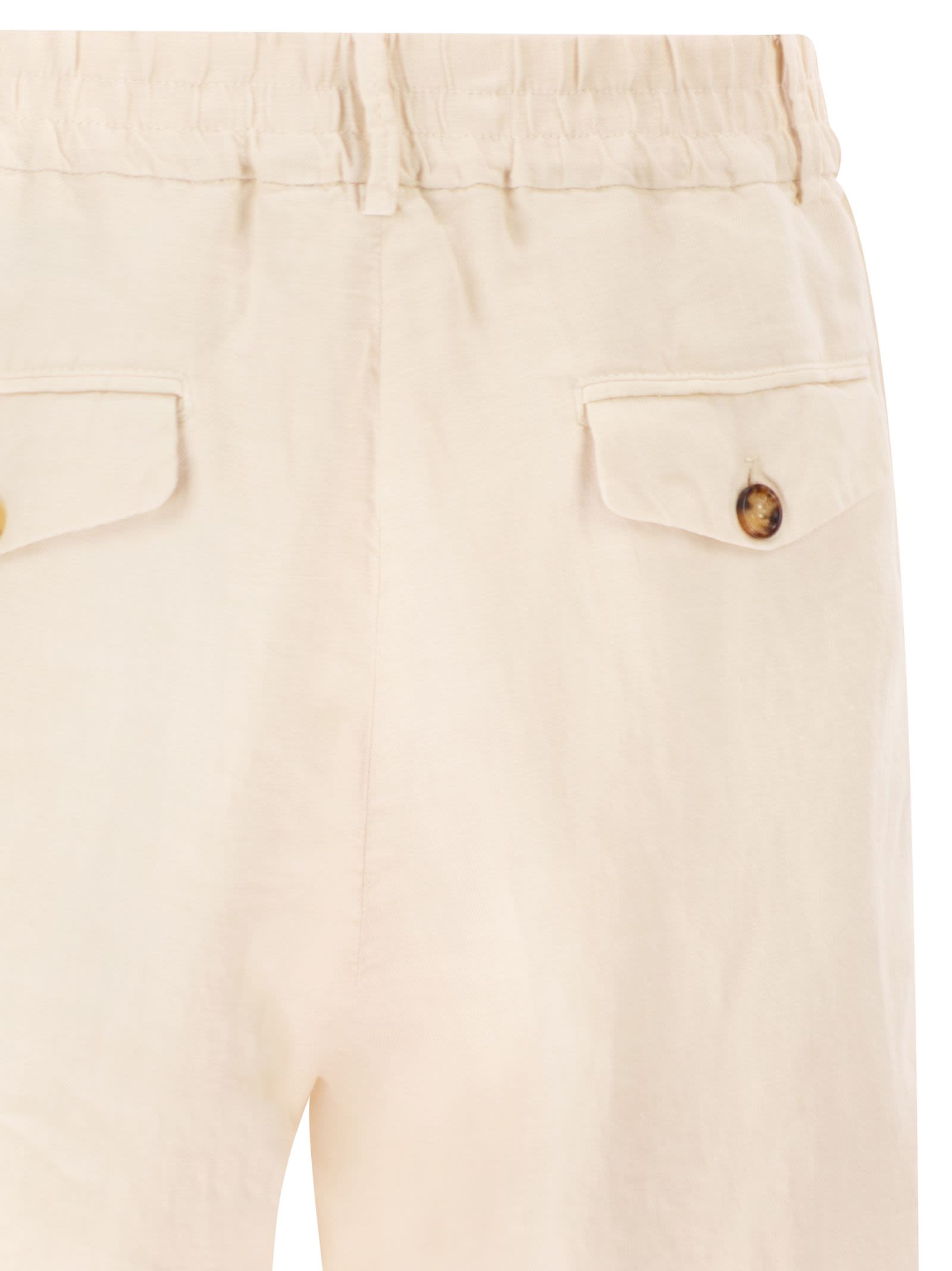 Brunello Cucinelli Men Bermuda Shorts In Light Délavé Linen Canvas BRUNELLO CUCINELLI