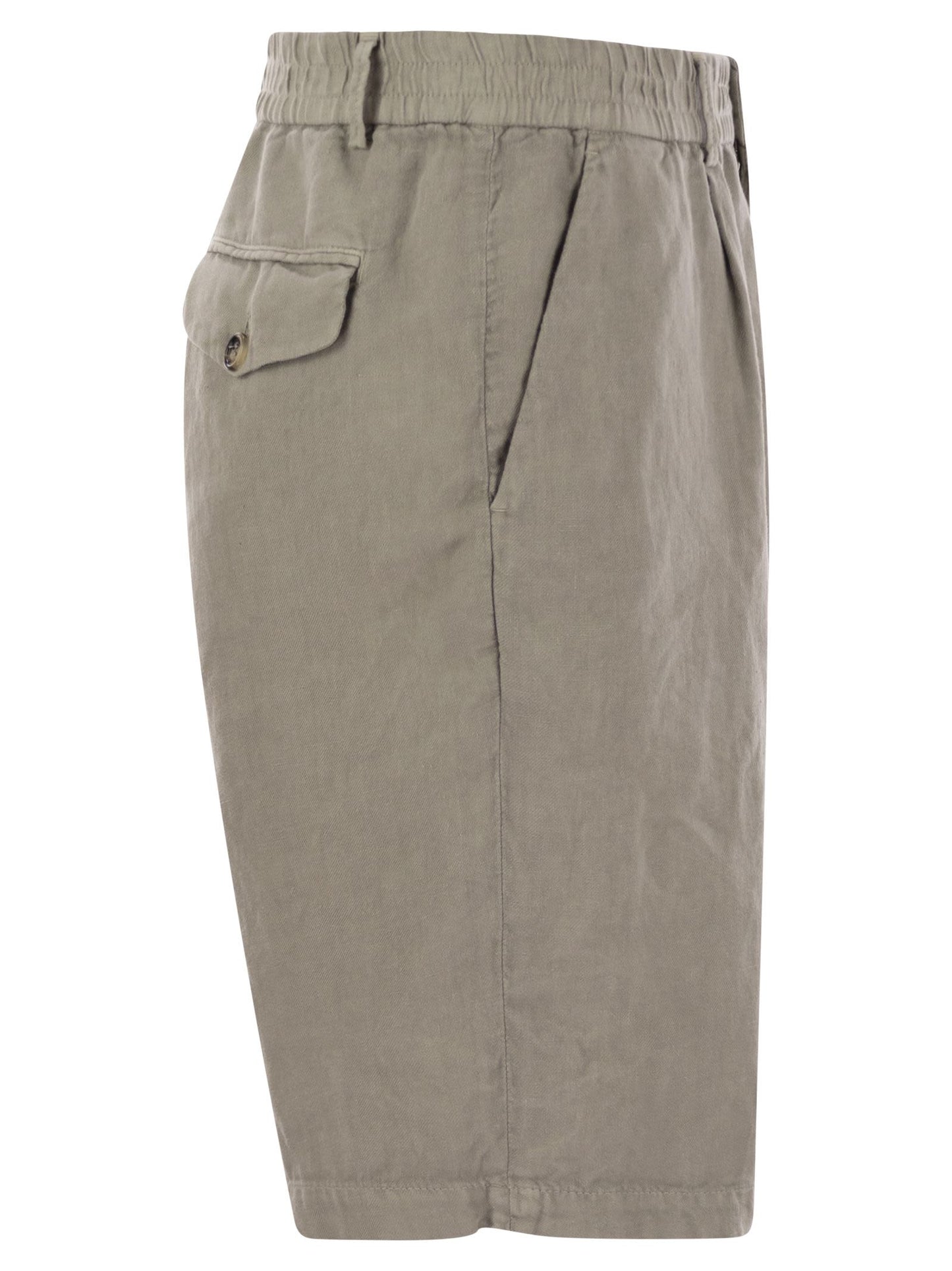 Brunello Cucinelli Men Bermuda Shorts In Light Délavé Linen Canvas