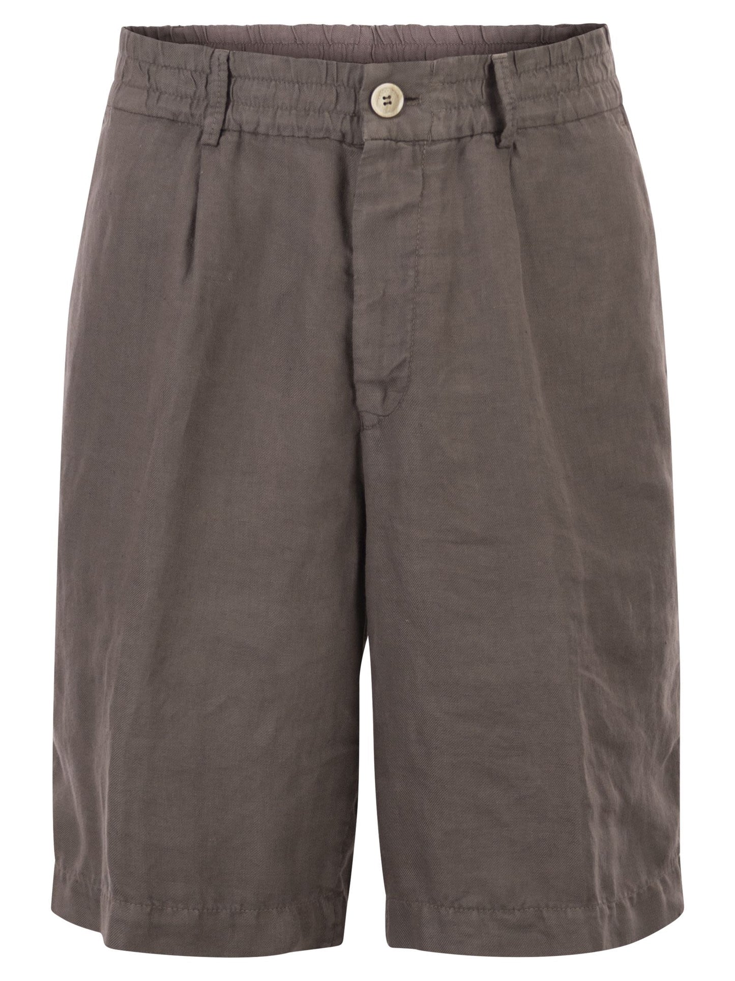 Brunello Cucinelli Men Bermuda Shorts In Light Délavé Linen Canvas BRUNELLO CUCINELLI