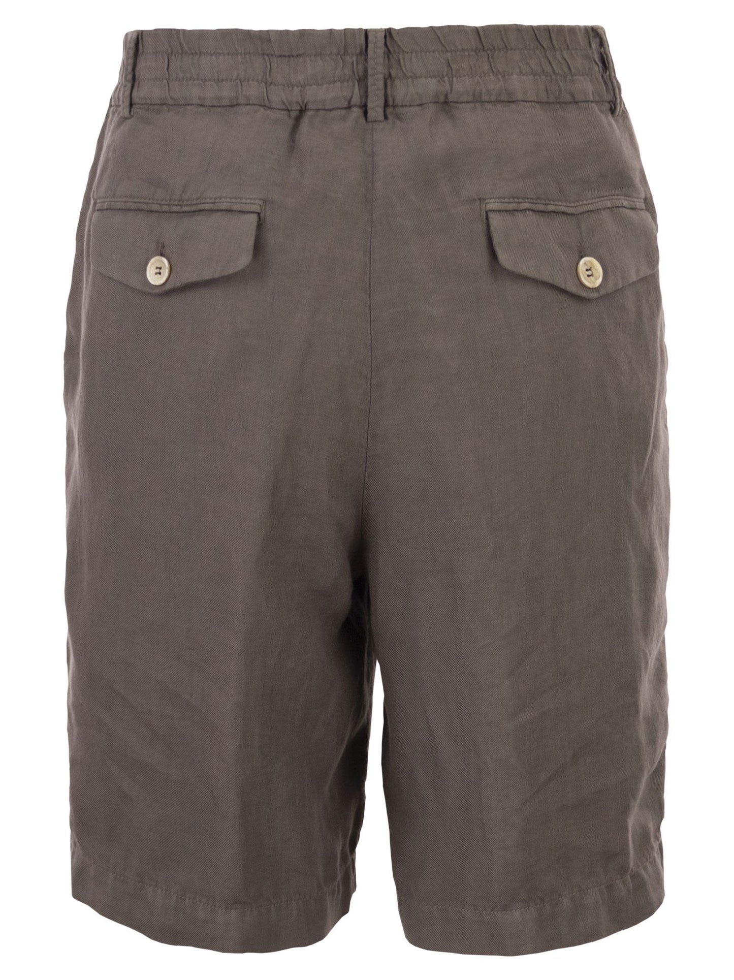 Brunello Cucinelli Men Bermuda Shorts In Light Délavé Linen Canvas BRUNELLO CUCINELLI