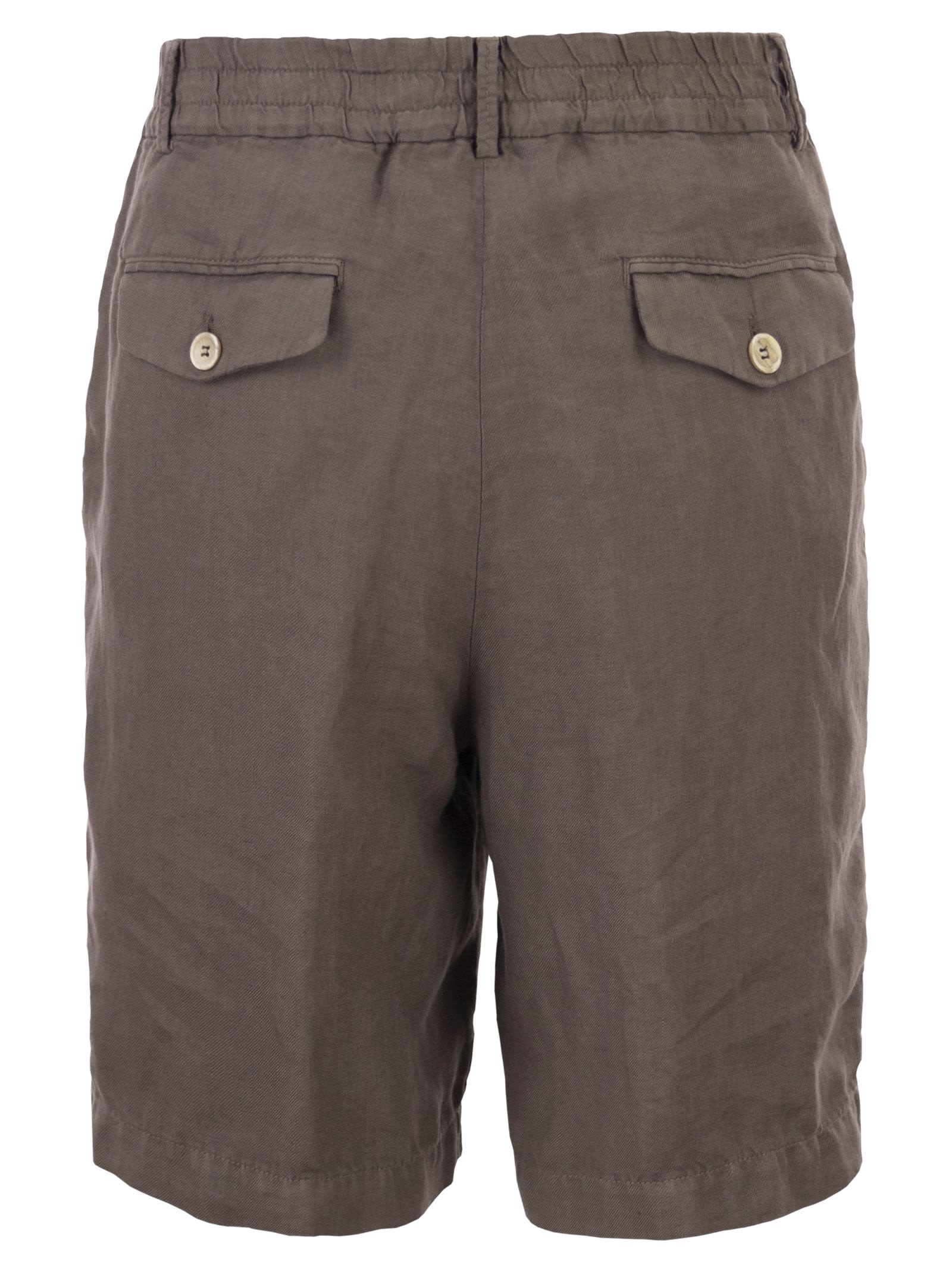 Brunello Cucinelli Men Bermuda Shorts In Light Délavé Linen Canvas BRUNELLO CUCINELLI