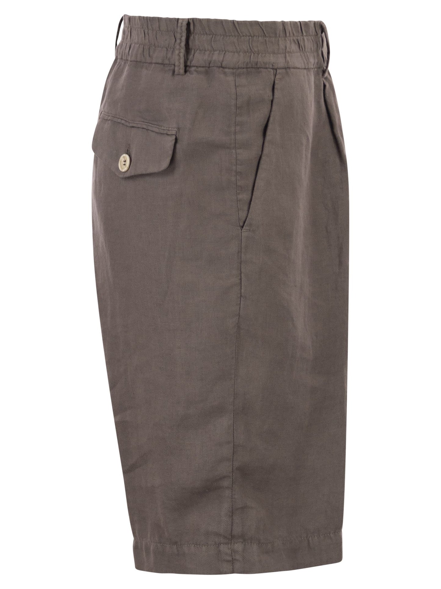 Brunello Cucinelli Men Bermuda Shorts In Light Délavé Linen Canvas BRUNELLO CUCINELLI