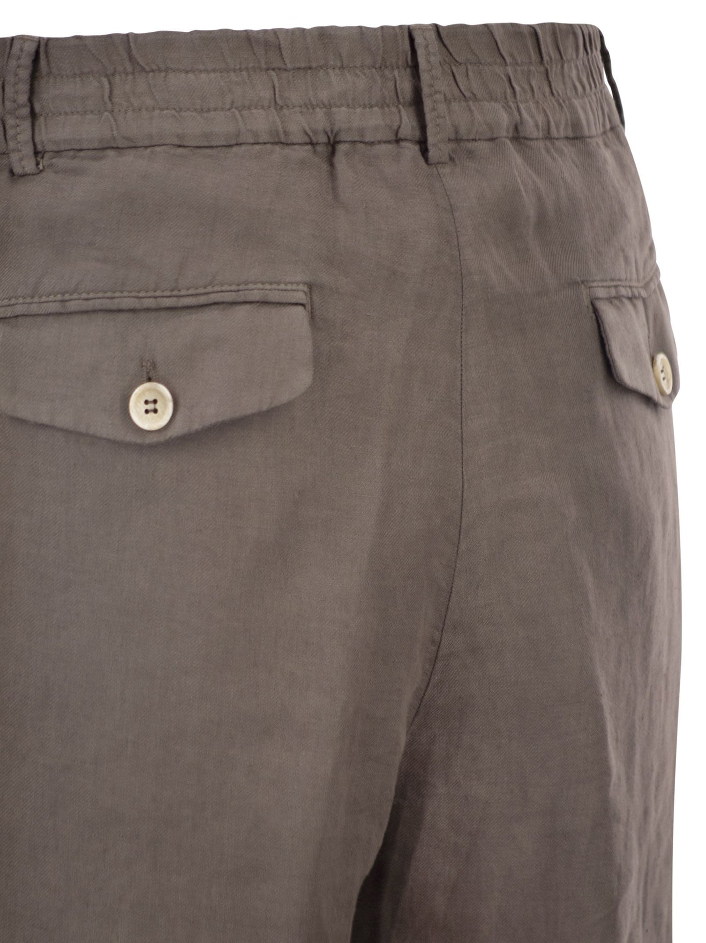 Brunello Cucinelli Men Bermuda Shorts In Light Délavé Linen Canvas BRUNELLO CUCINELLI