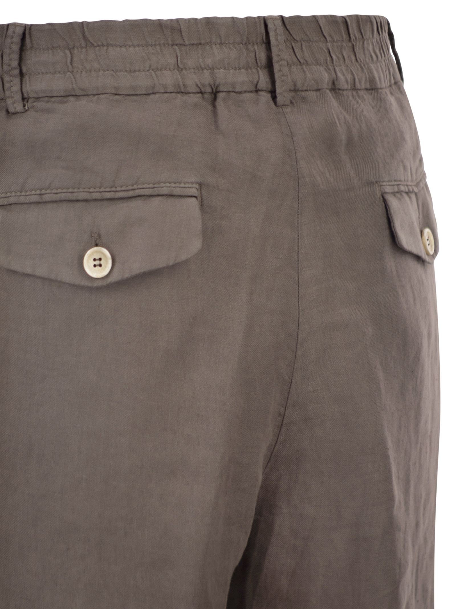 Brunello Cucinelli Men Bermuda Shorts In Light Délavé Linen Canvas BRUNELLO CUCINELLI