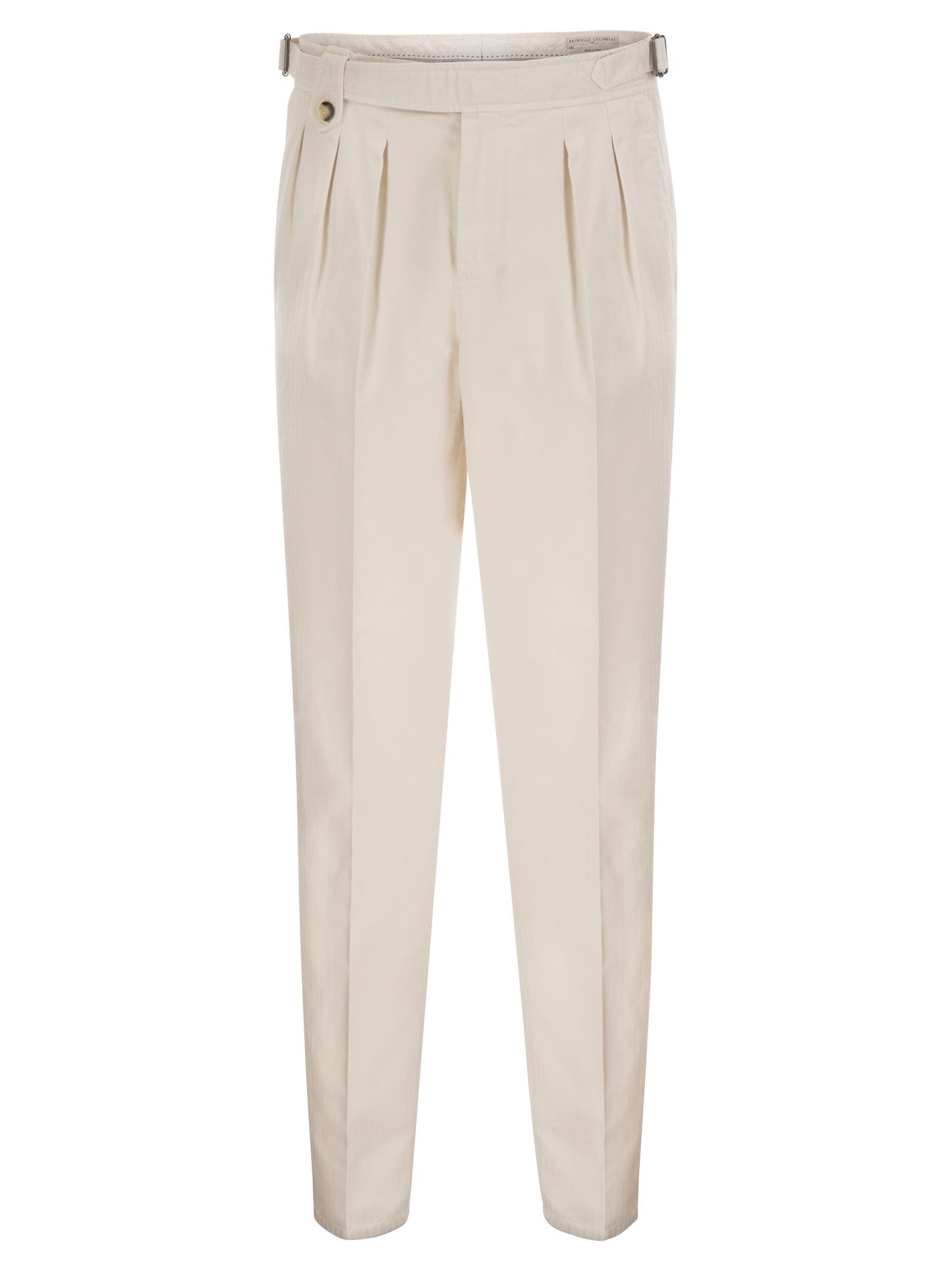 Brunello Cucinelli Men Tailored Cotton Trousers With Pleats And Side Adjusters BRUNELLO CUCINELLI