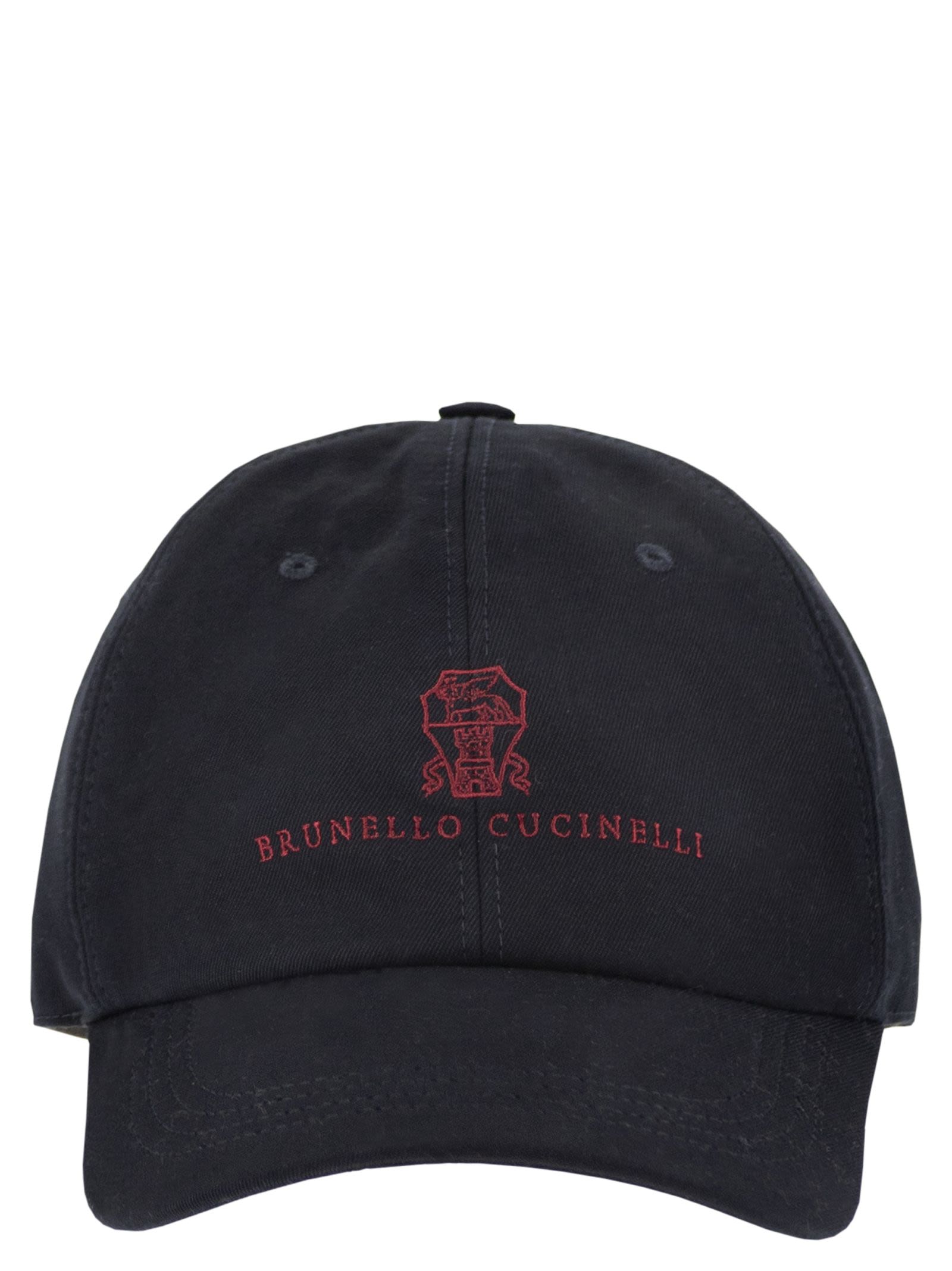 Brunello Cucinelli Men Baseball Cap In Garment-Dyed Twisted Cotton Gabardine With Embroidered Logo BRUNELLO CUCINELLI