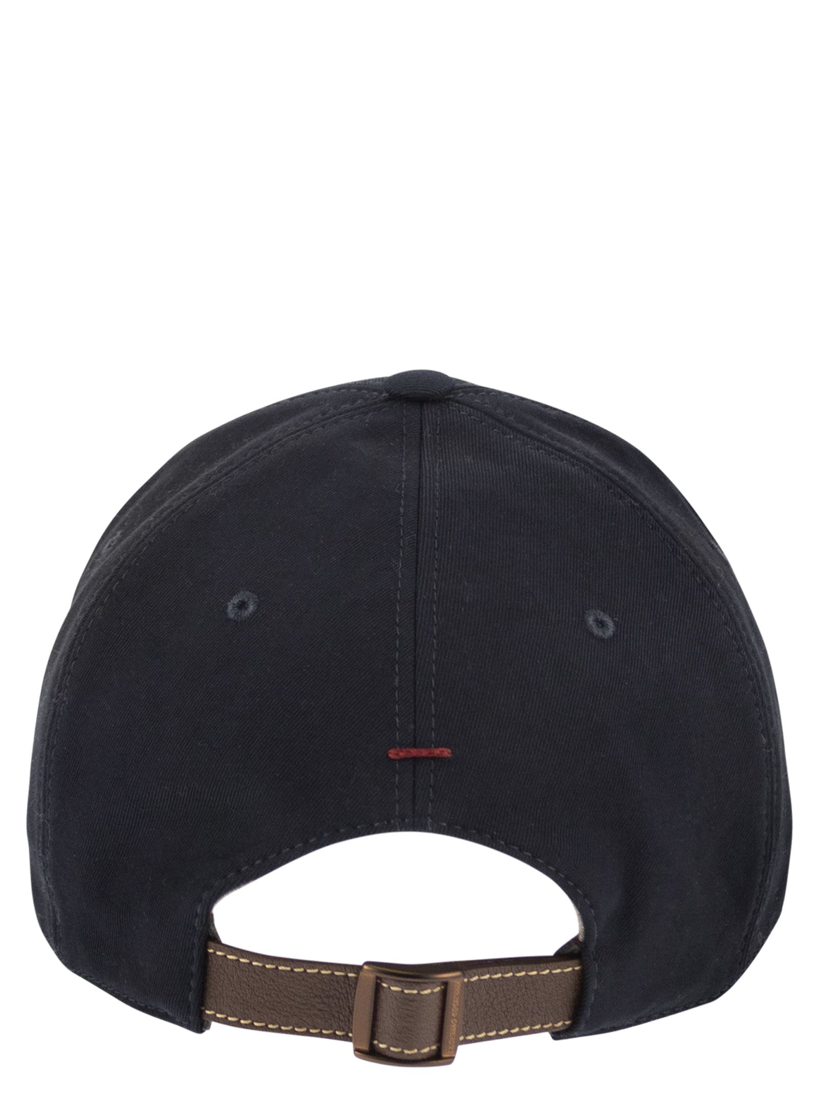 Brunello Cucinelli Men Baseball Cap In Garment-Dyed Twisted Cotton Gabardine With Embroidered Logo BRUNELLO CUCINELLI