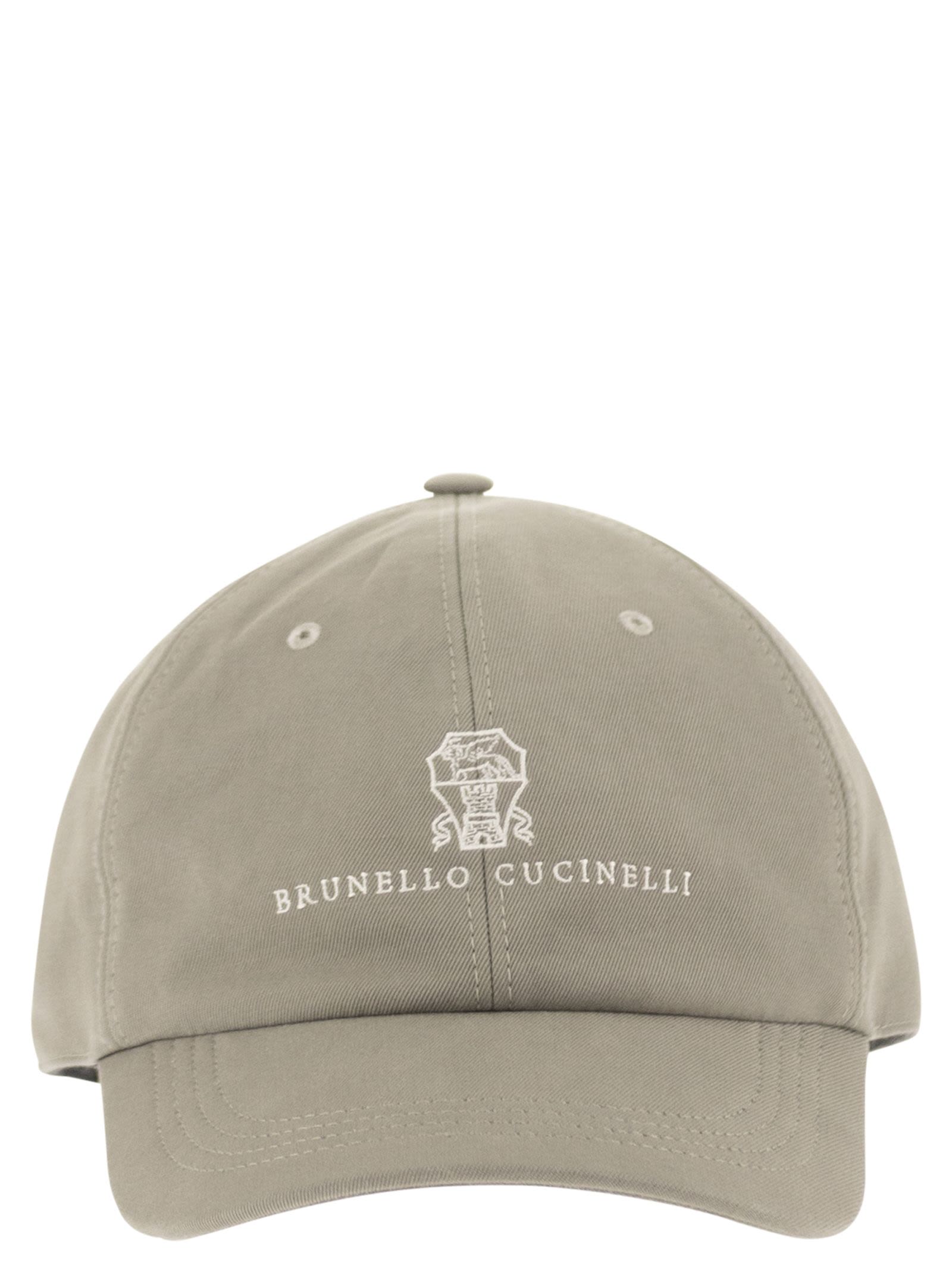 Brunello Cucinelli Men Baseball Cap In Garment-Dyed Twisted Cotton Gabardine With Embroidered Logo BRUNELLO CUCINELLI