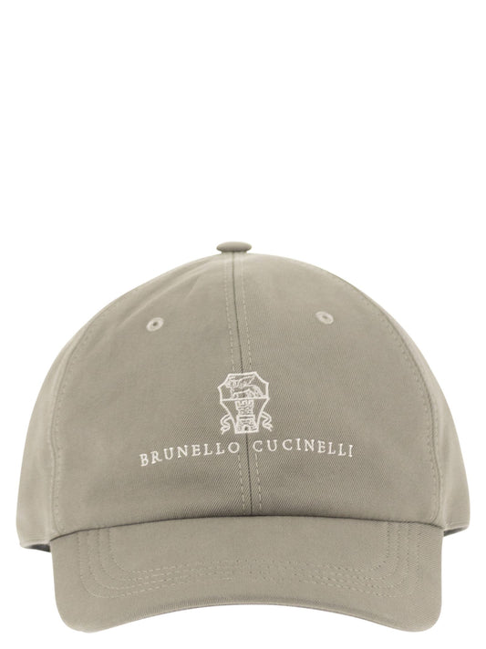Brunello Cucinelli Men Baseball Cap In Garment-Dyed Twisted Cotton Gabardine With Embroidered Logo