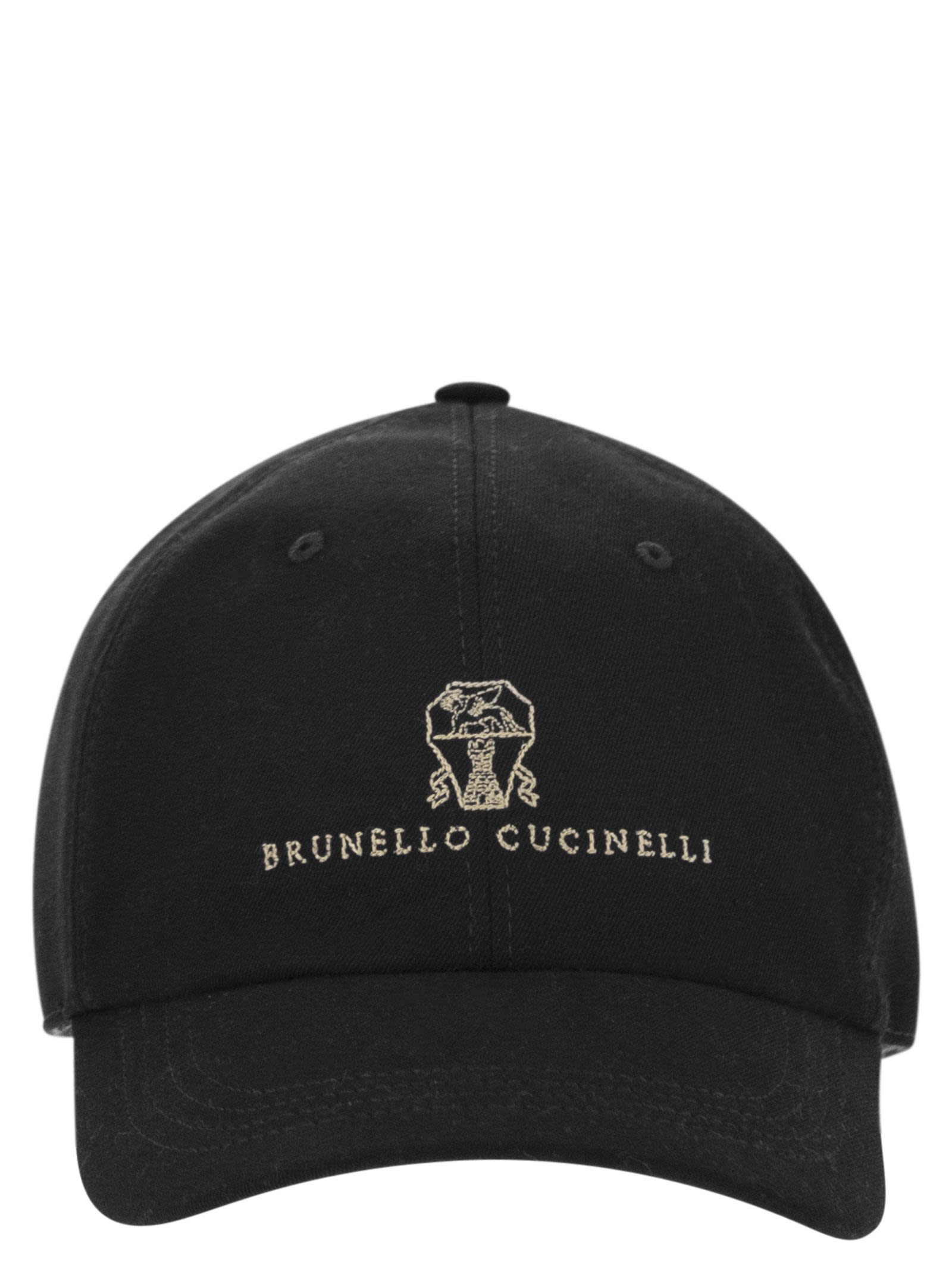 Brunello Cucinelli Men Baseball Cap In Garment-Dyed Twisted Cotton Gabardine With Embroidered Logo BRUNELLO CUCINELLI