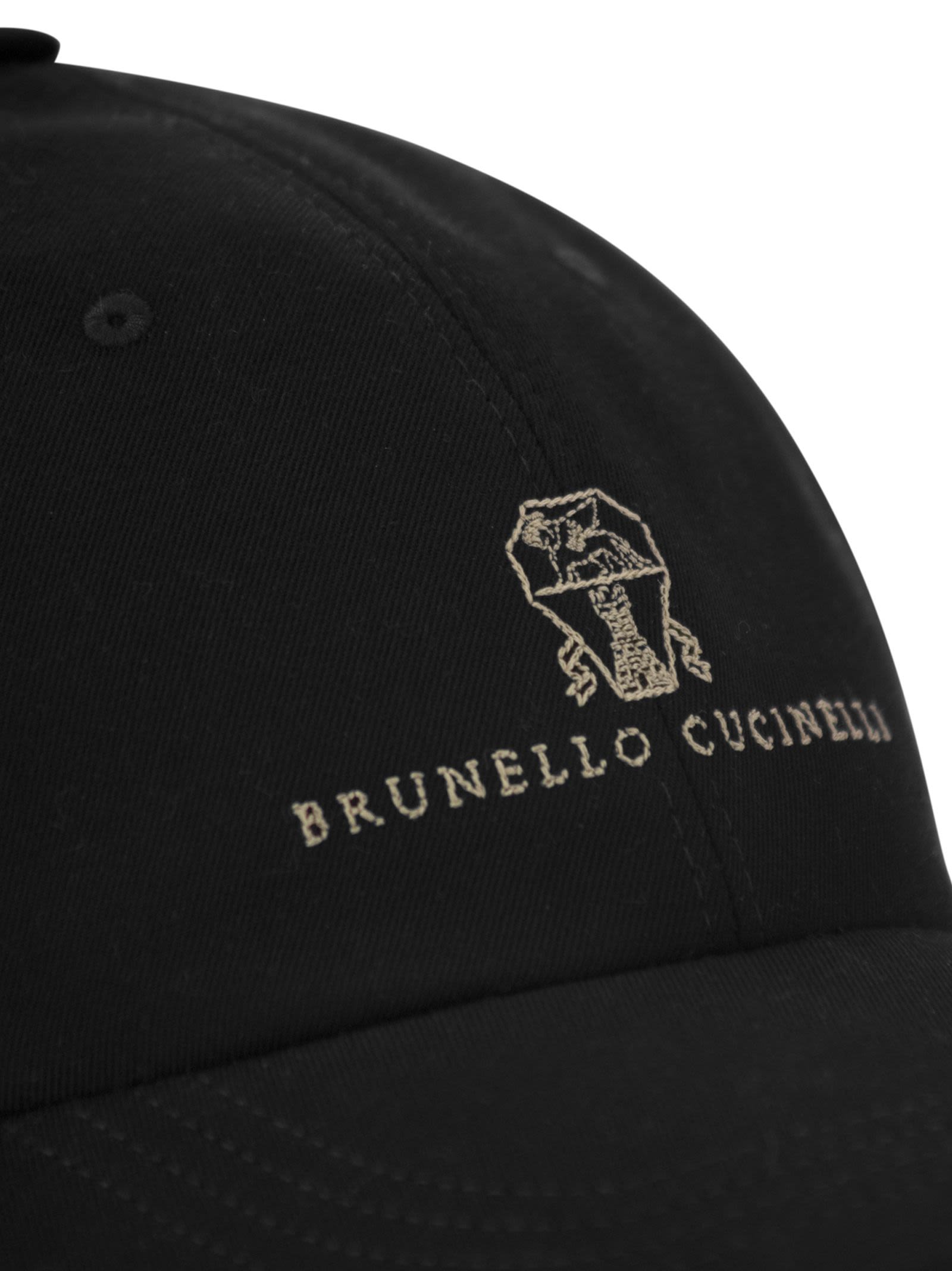 Brunello Cucinelli Men Baseball Cap In Garment-Dyed Twisted Cotton Gabardine With Embroidered Logo BRUNELLO CUCINELLI