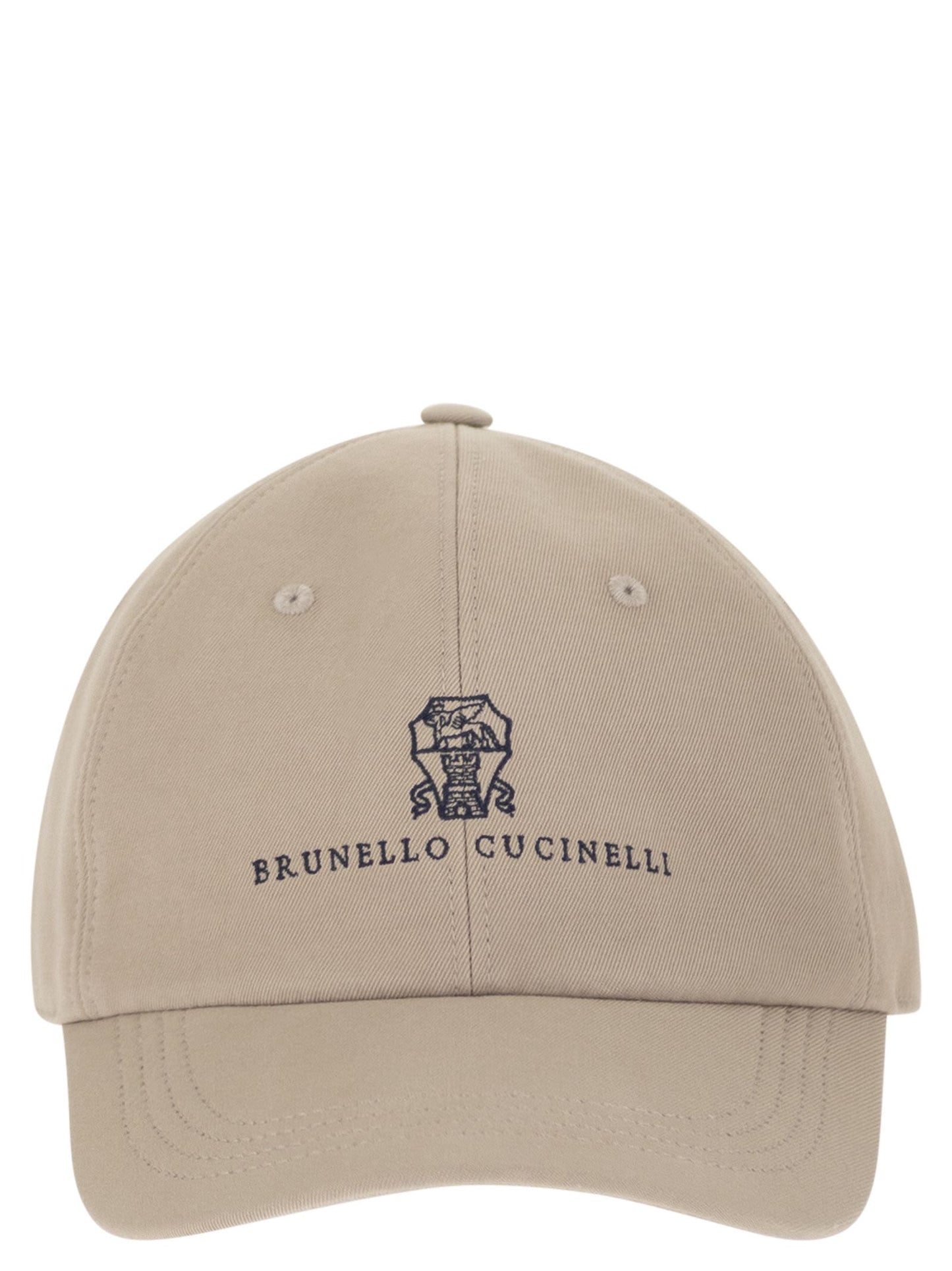 Brunello Cucinelli Men Baseball Cap In Garment-Dyed Twisted Cotton Gabardine With Embroidered Logo BRUNELLO CUCINELLI