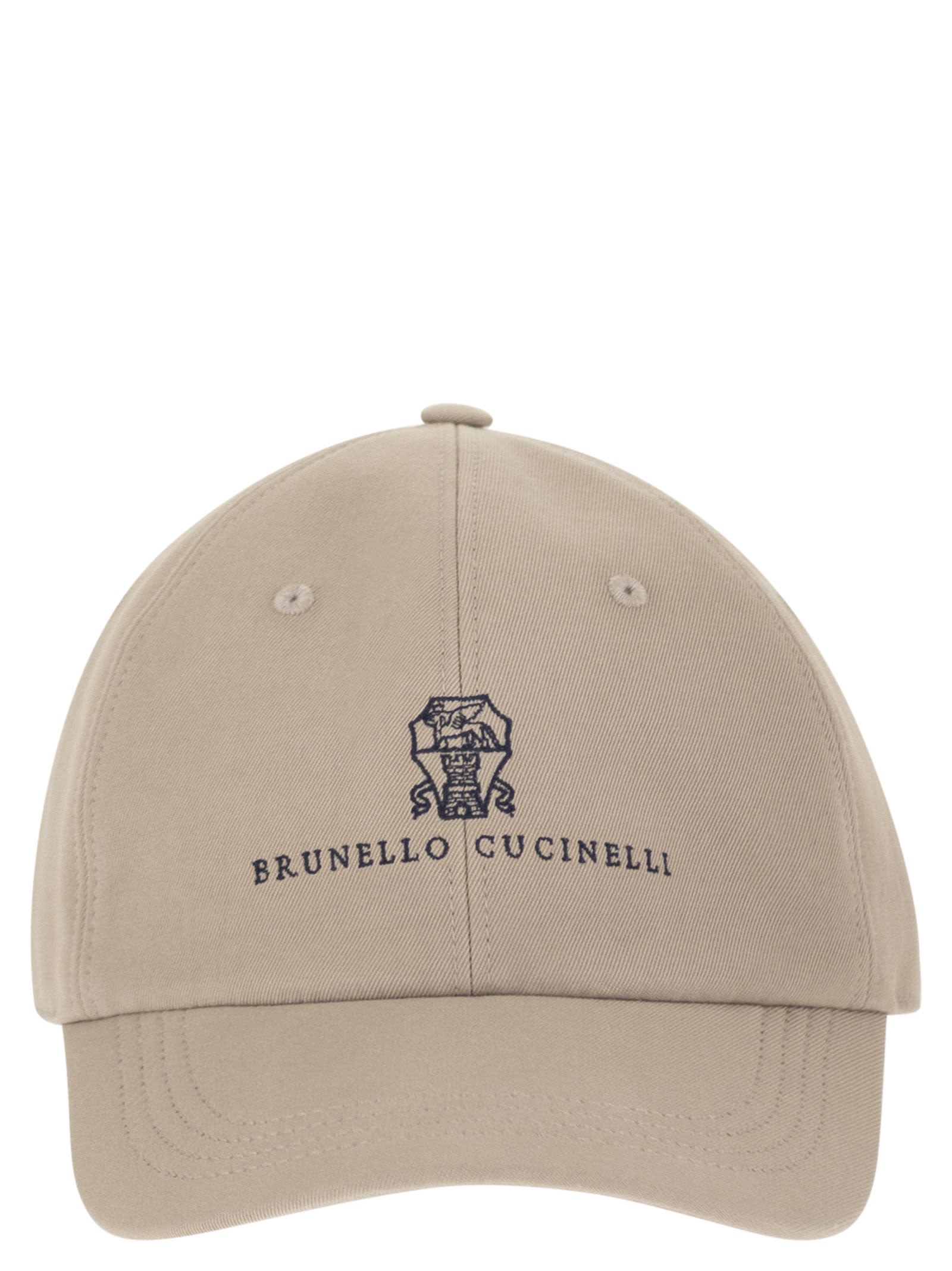 Brunello Cucinelli Men Baseball Cap In Garment-Dyed Twisted Cotton Gabardine With Embroidered Logo BRUNELLO CUCINELLI