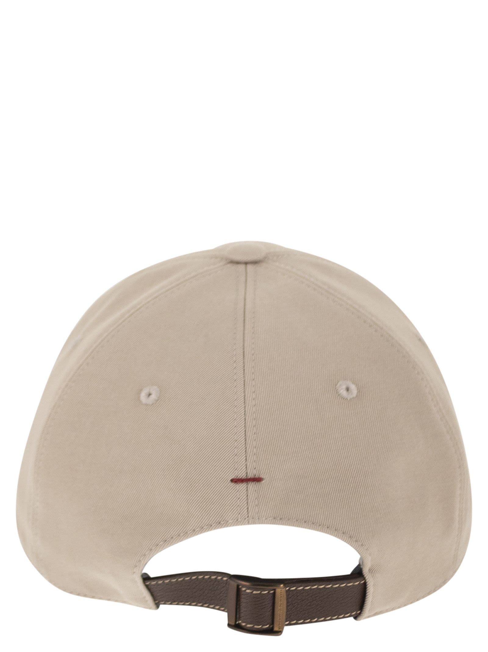 Brunello Cucinelli Men Baseball Cap In Garment-Dyed Twisted Cotton Gabardine With Embroidered Logo BRUNELLO CUCINELLI