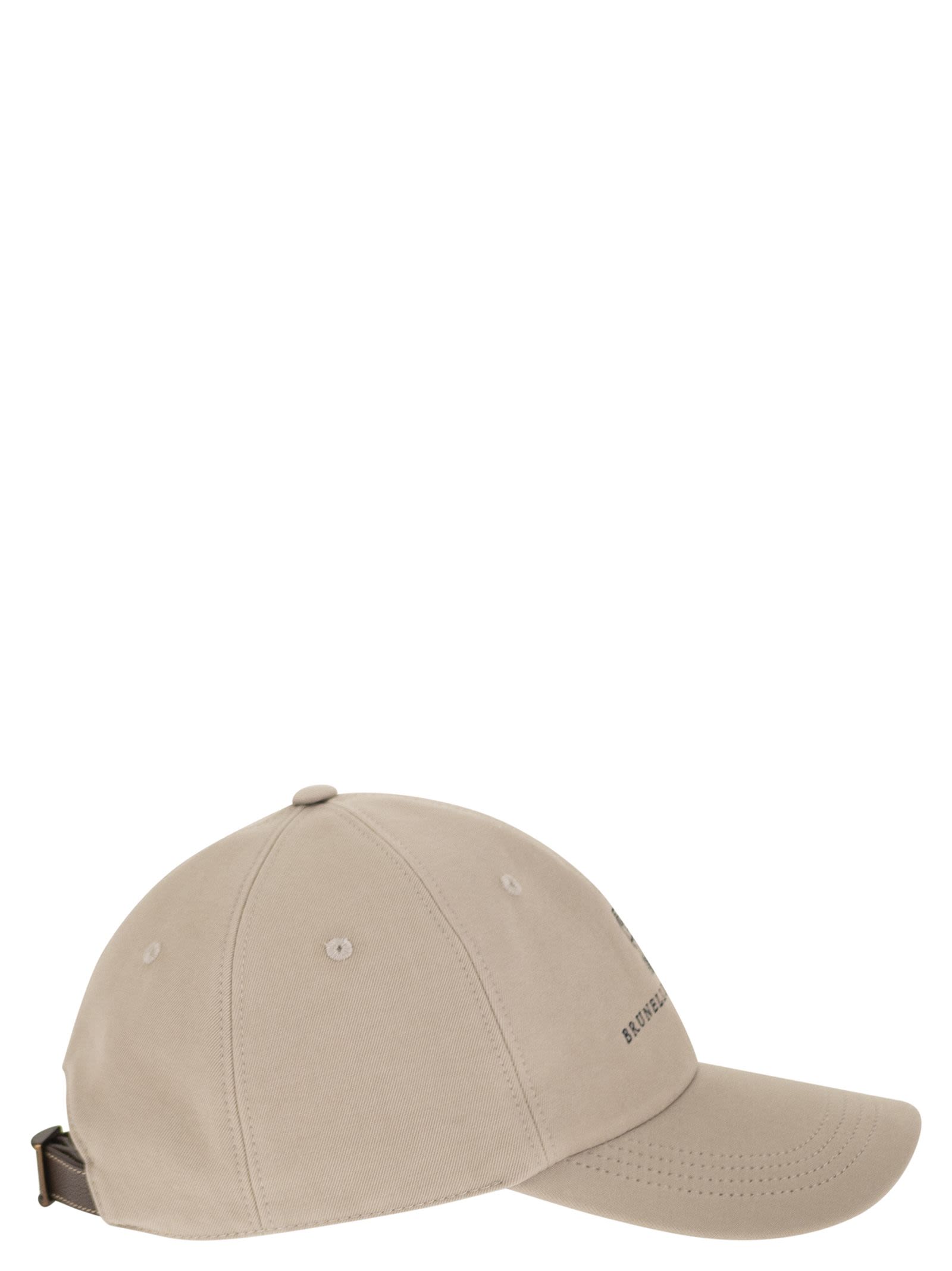 Brunello Cucinelli Men Baseball Cap In Garment-Dyed Twisted Cotton Gabardine With Embroidered Logo BRUNELLO CUCINELLI