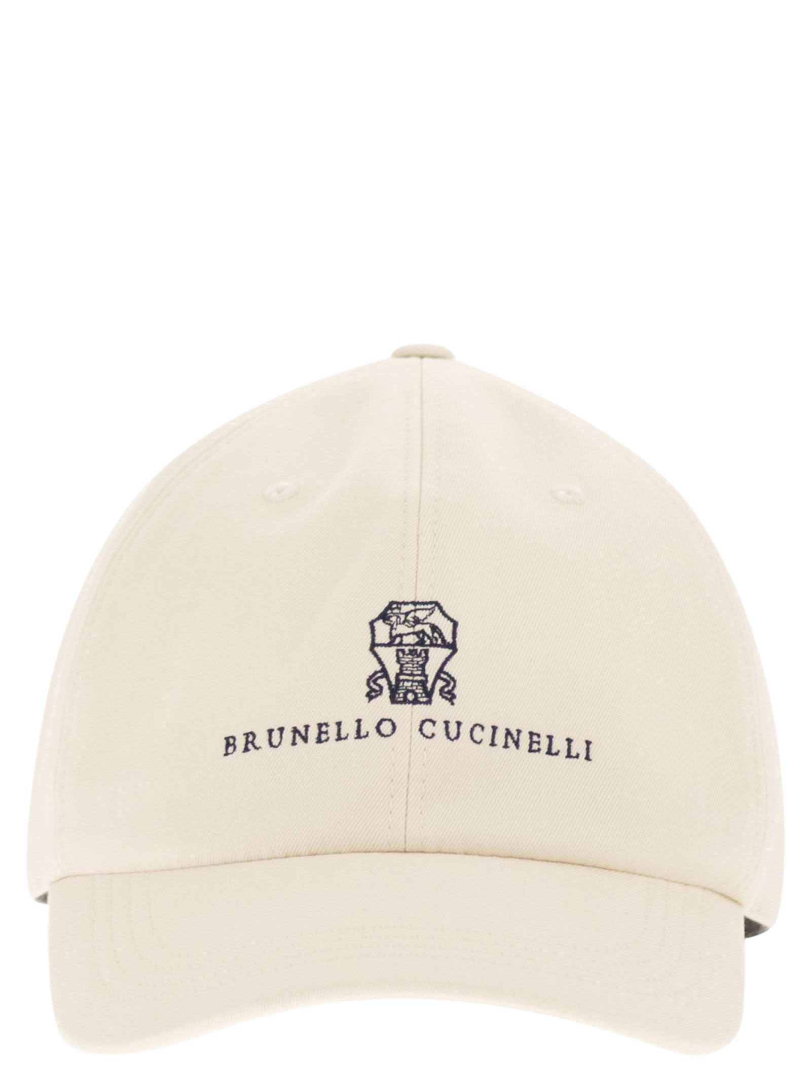 Brunello Cucinelli Men Baseball Cap In Garment-Dyed Twisted Cotton Gabardine With Embroidered Logo BRUNELLO CUCINELLI