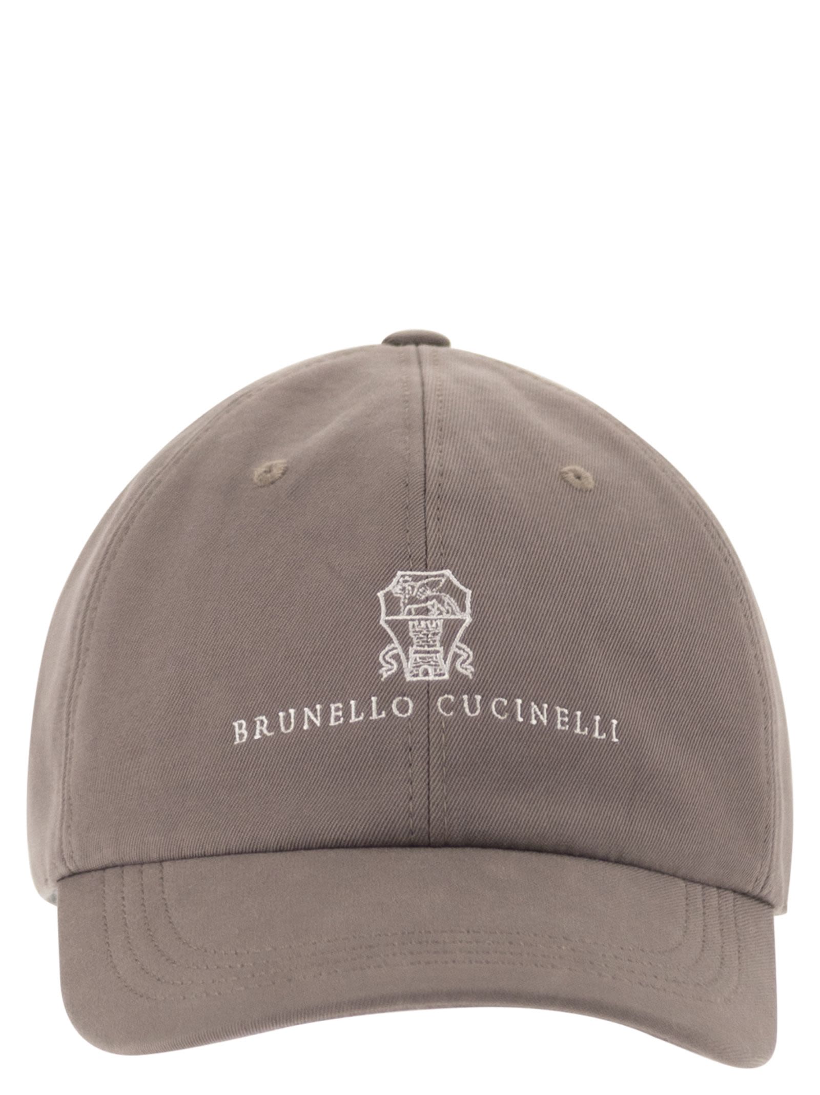 Brunello Cucinelli Men Baseball Cap In Garment-Dyed Twisted Cotton Gabardine With Embroidered Logo BRUNELLO CUCINELLI