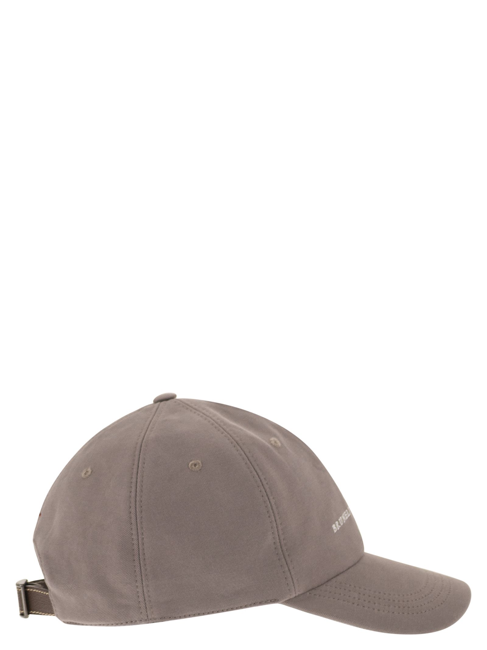 Brunello Cucinelli Men Baseball Cap In Garment-Dyed Twisted Cotton Gabardine With Embroidered Logo BRUNELLO CUCINELLI