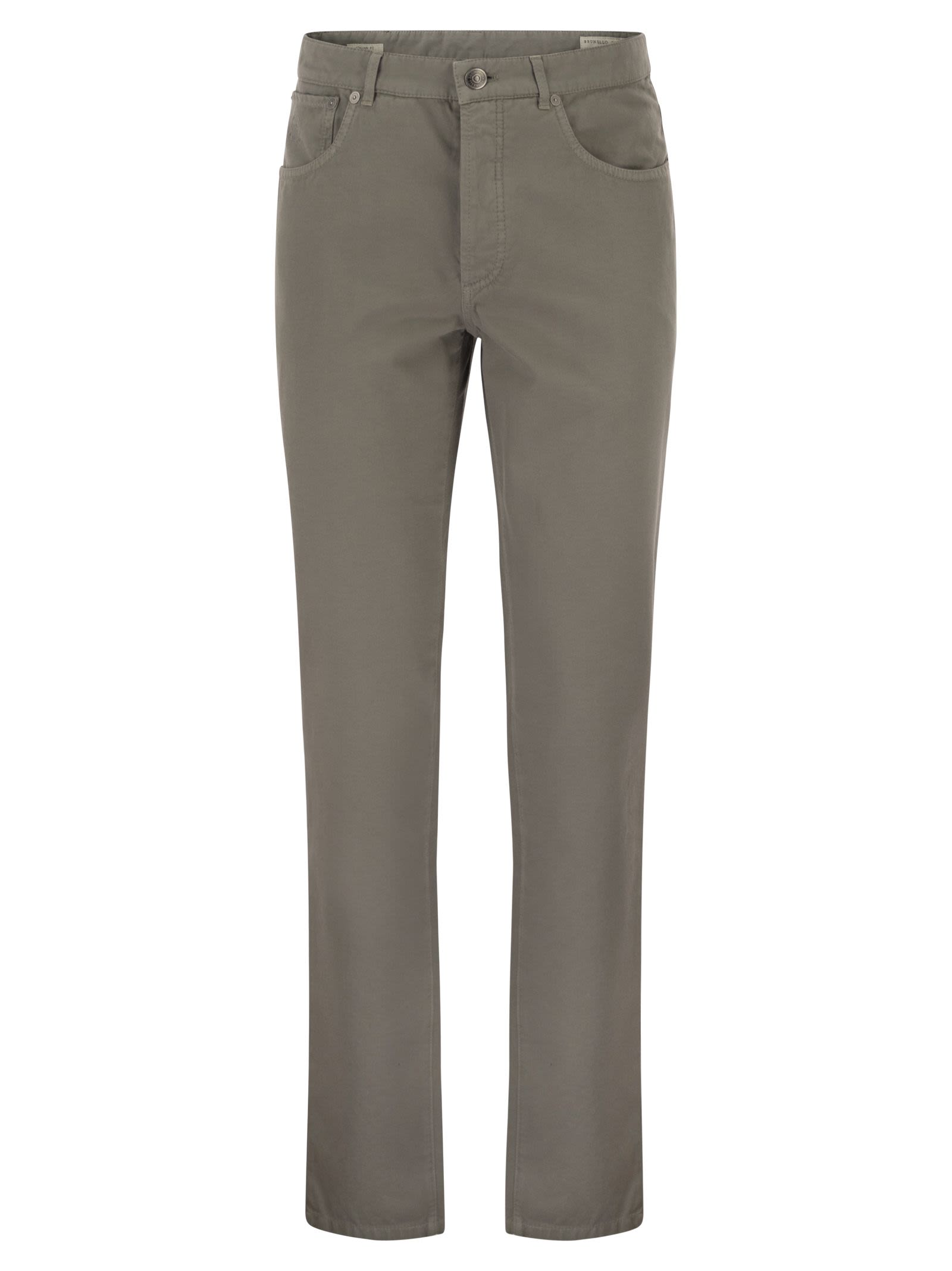 Brunello Cucinelli Men Garment-Dyed Five-Pocket Cotton Trousers BRUNELLO CUCINELLI