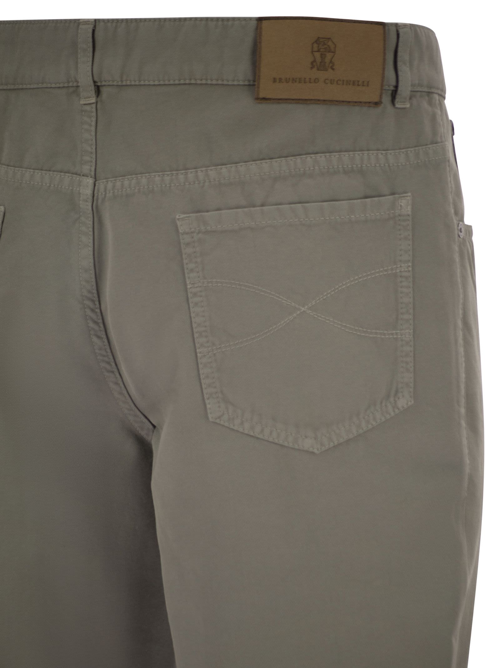 Brunello Cucinelli Men Garment-Dyed Five-Pocket Cotton Trousers BRUNELLO CUCINELLI