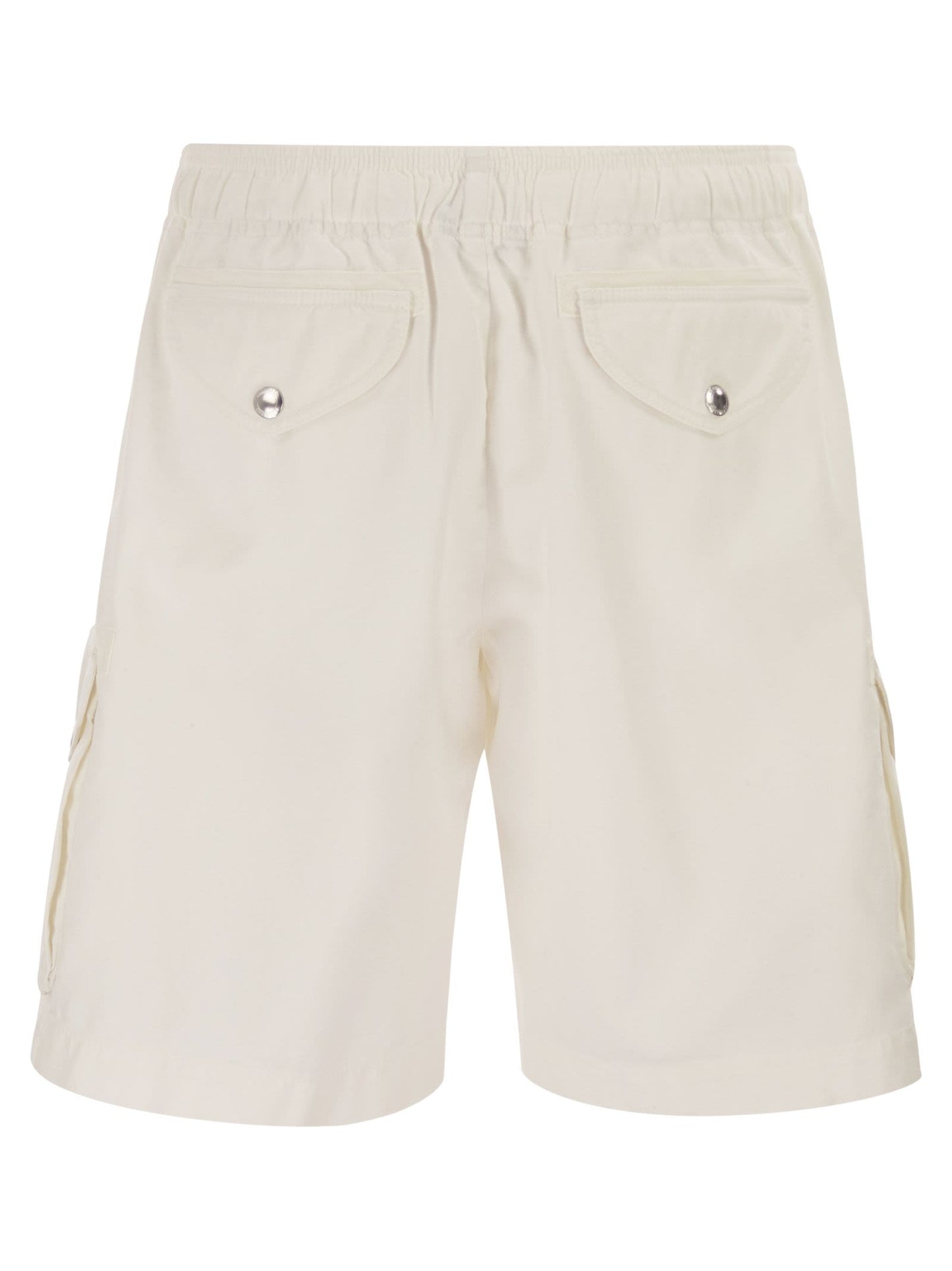 Brunello Cucinelli Men Bermuda Shorts In Garment-Dyed Cotton Gabardine With Drawstring And Double Darts BRUNELLO CUCINELLI