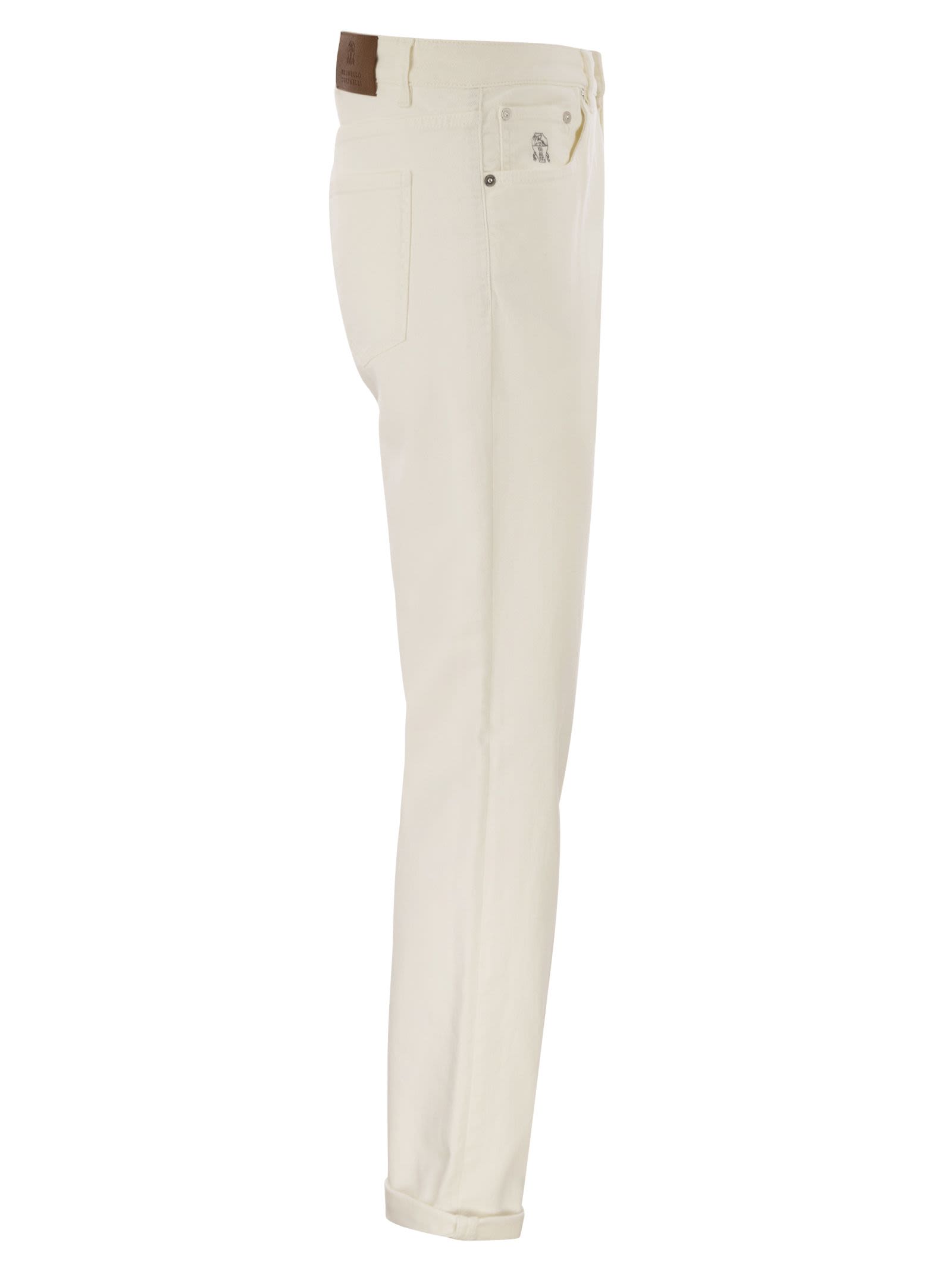 Brunello Cucinelli Men Five-Pocket Traditional Fit Trousers In Light Comfort-Dyed Denim BRUNELLO CUCINELLI