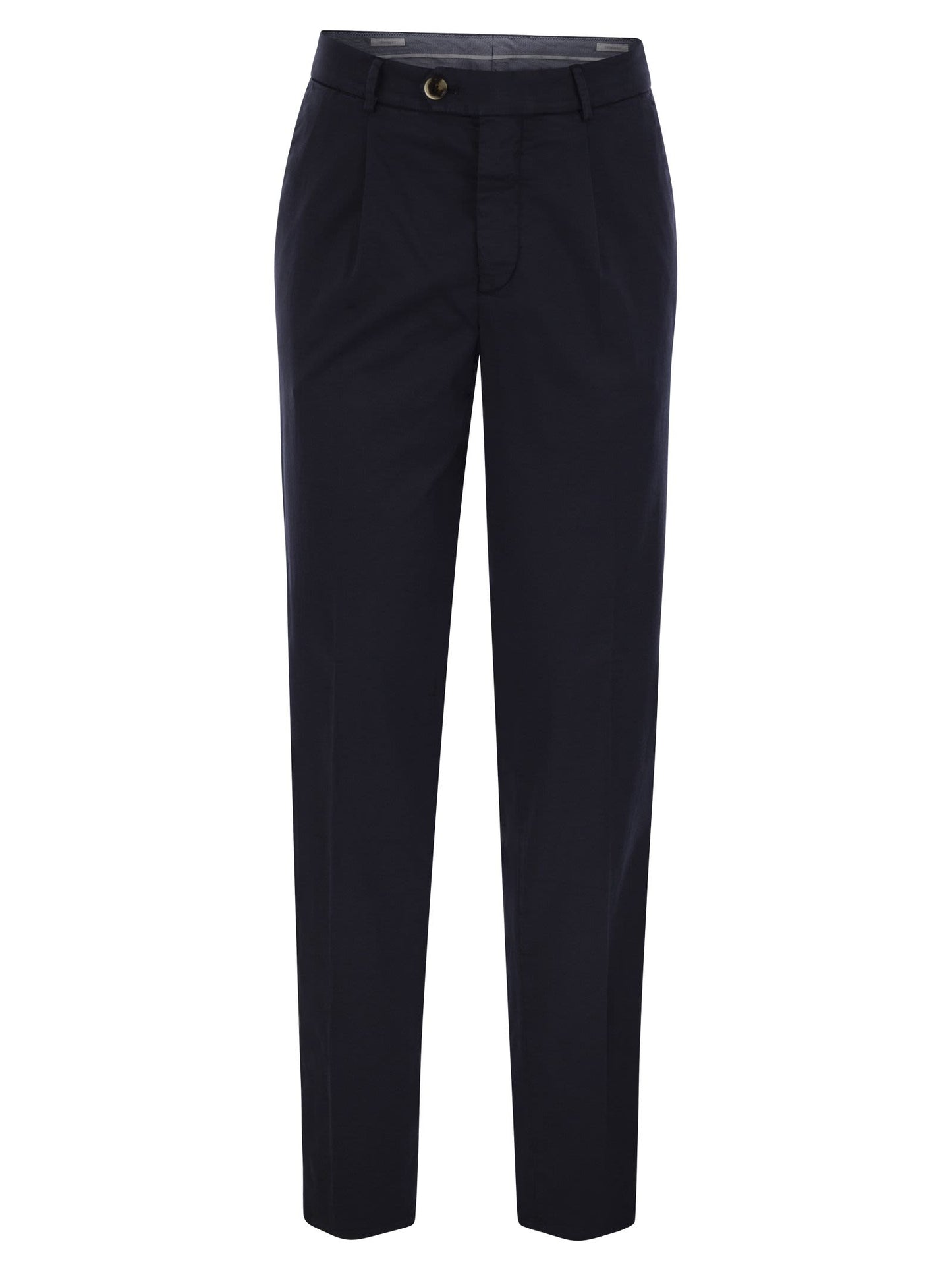 Brunello Cucinelli Men Garment-Dyed Leisure Fit Trousers In American Pima Comfort Cotton With Pleats BRUNELLO CUCINELLI